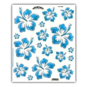 No Label | Stickerset hawaiiaanse bloemen blauw M