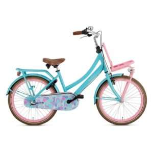 Popal | Meisjes Kinderfiets Daily Dutch Basic+, 22 Inch, 35 cm, 3V, Terugtraprem, Turquoise/Roze