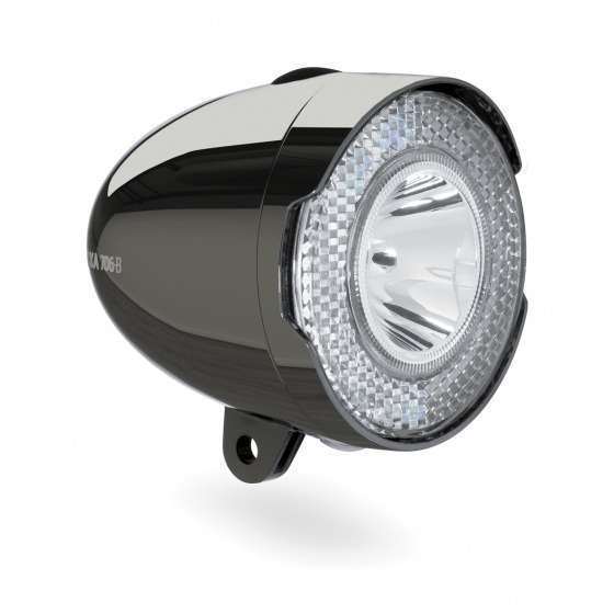 Axa | Koplamp 706-B Retro 15 lux led batterij chroomzwart
