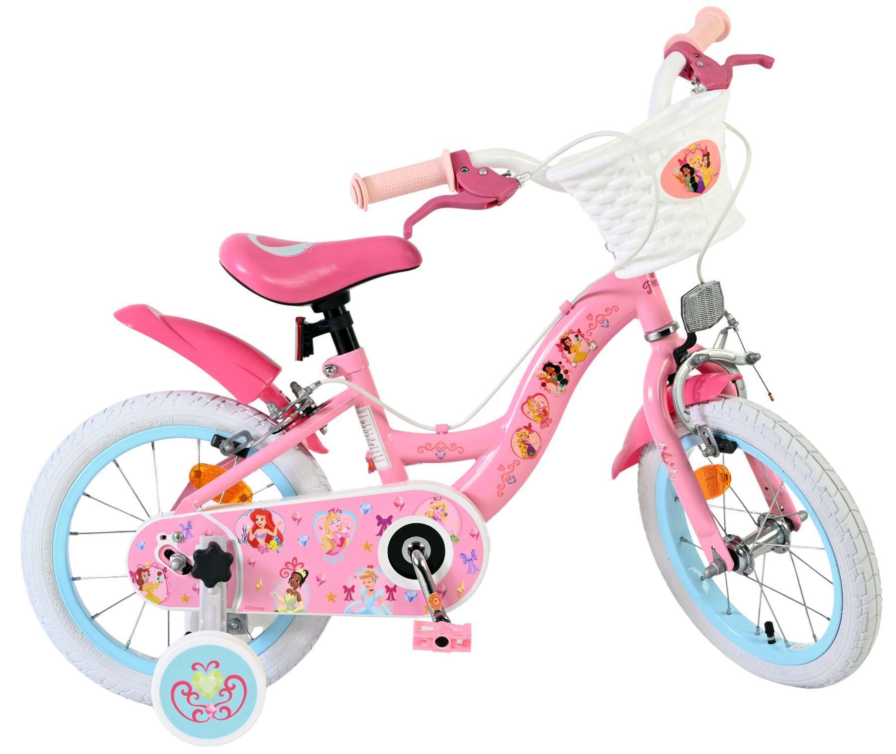 Disney | Meisjes Kinderfiets Princess, 14 inch, Roze, Twee handremmen - Afbeelding 10