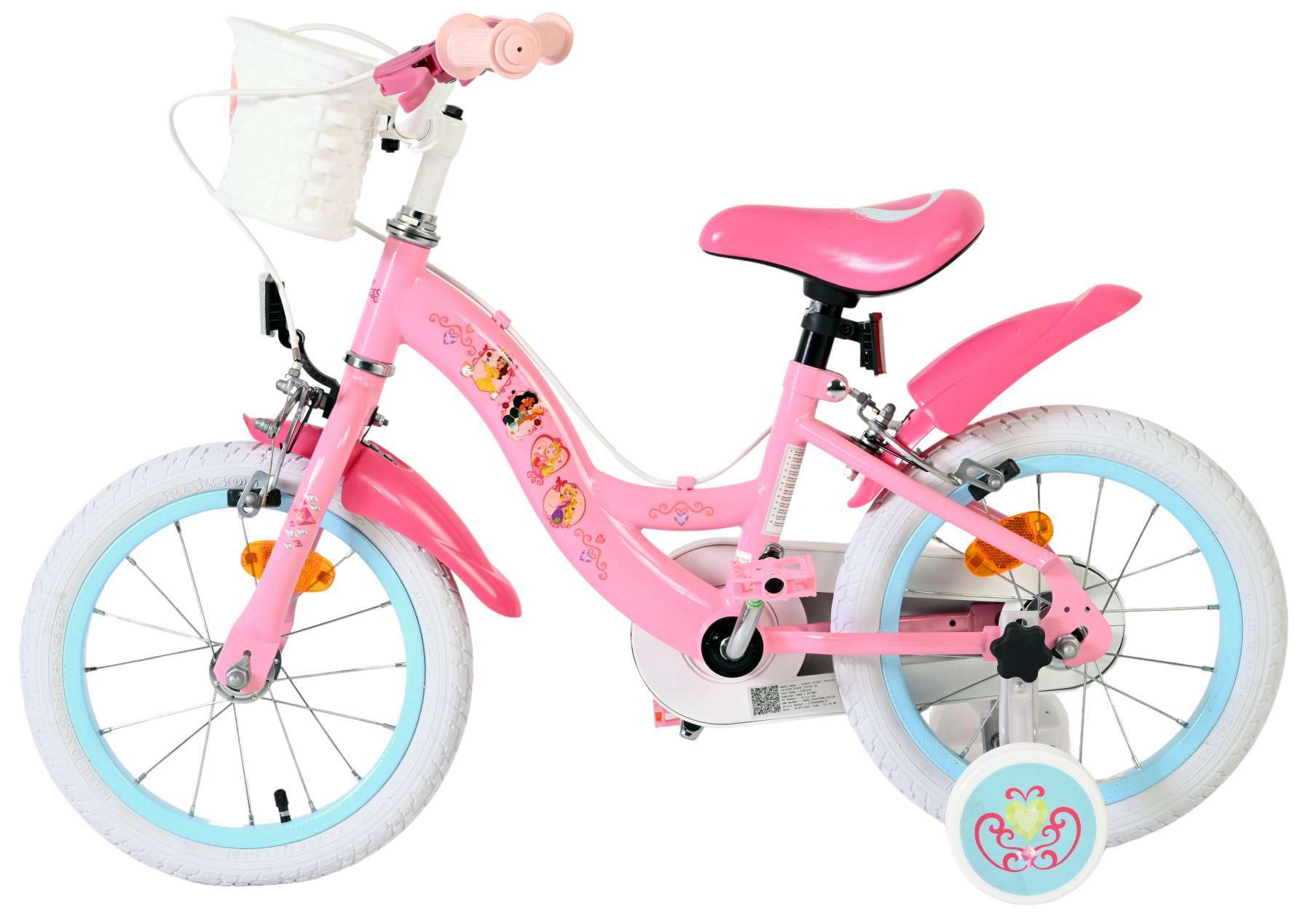 Disney | Meisjes Kinderfiets Princess, 14 inch, Roze, Twee handremmen - Afbeelding 7