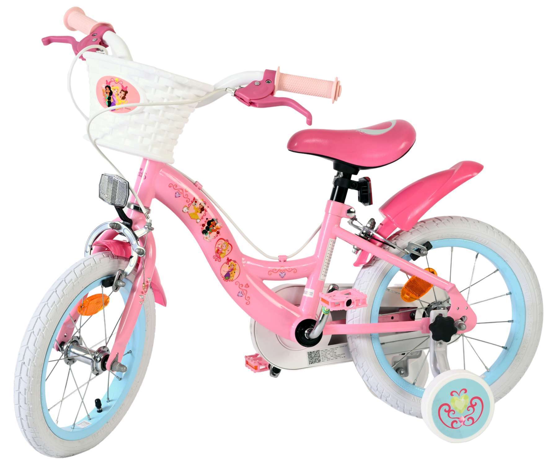 Disney | Meisjes Kinderfiets Princess, 14 inch, Roze, Twee handremmen - Afbeelding 8