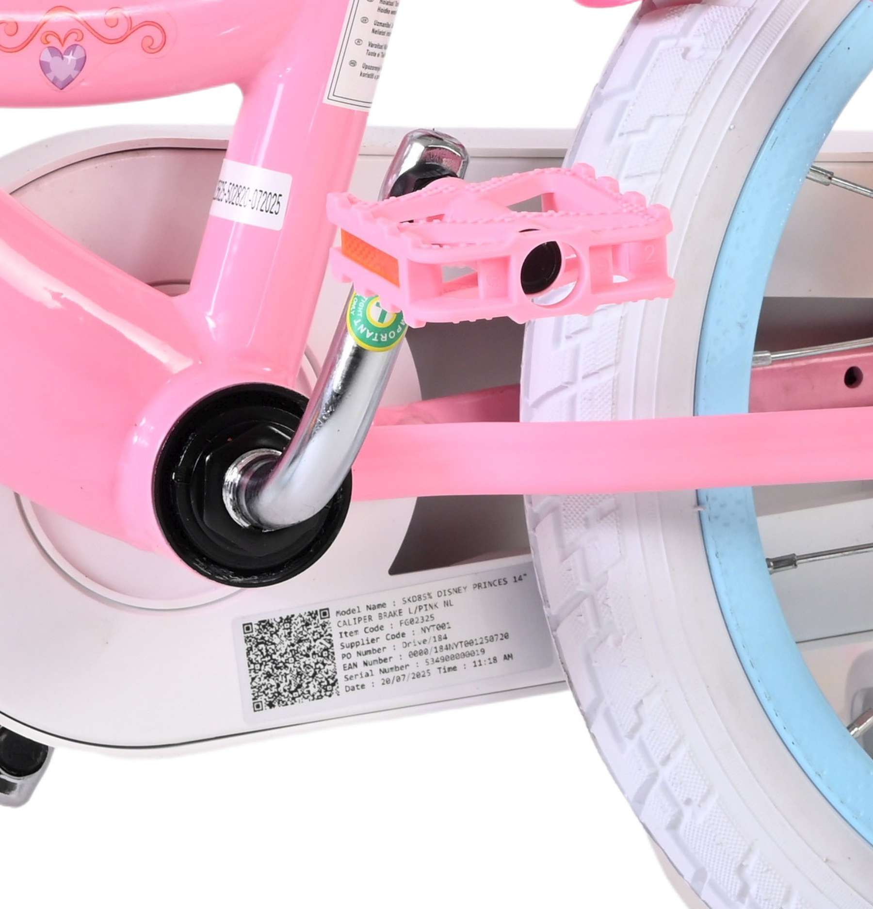Disney | Meisjes Kinderfiets Princess, 14 inch, Roze, Twee handremmen - Afbeelding 9
