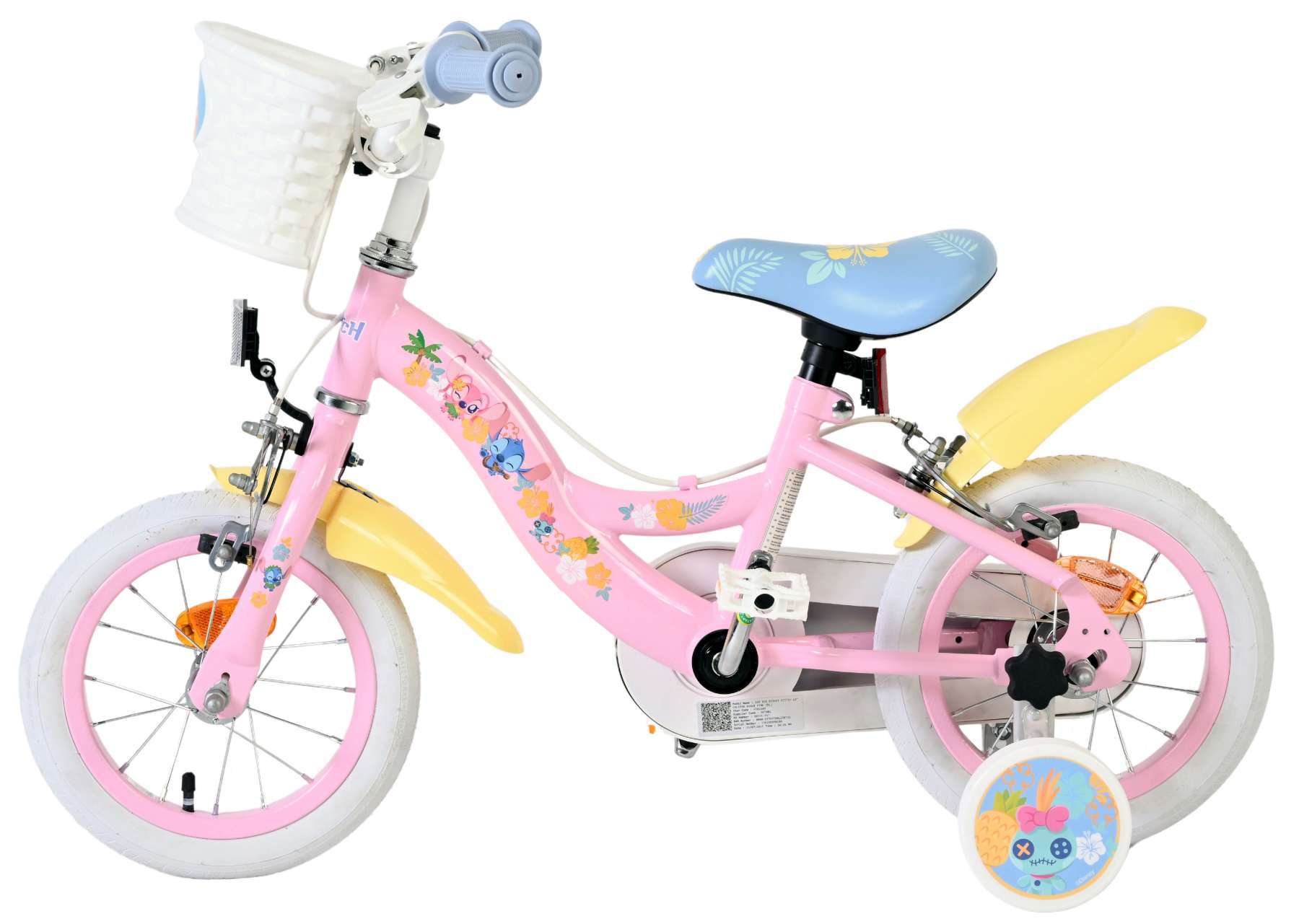 Disney | Meisjes Kinderfiets Stitch, 12 inch, Twee handremmen, Roze - Afbeelding 7