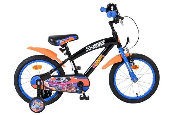 Mattel | Jongens Kinderfiets HotWheels, 16 inch, Zwart Oranje Blauw