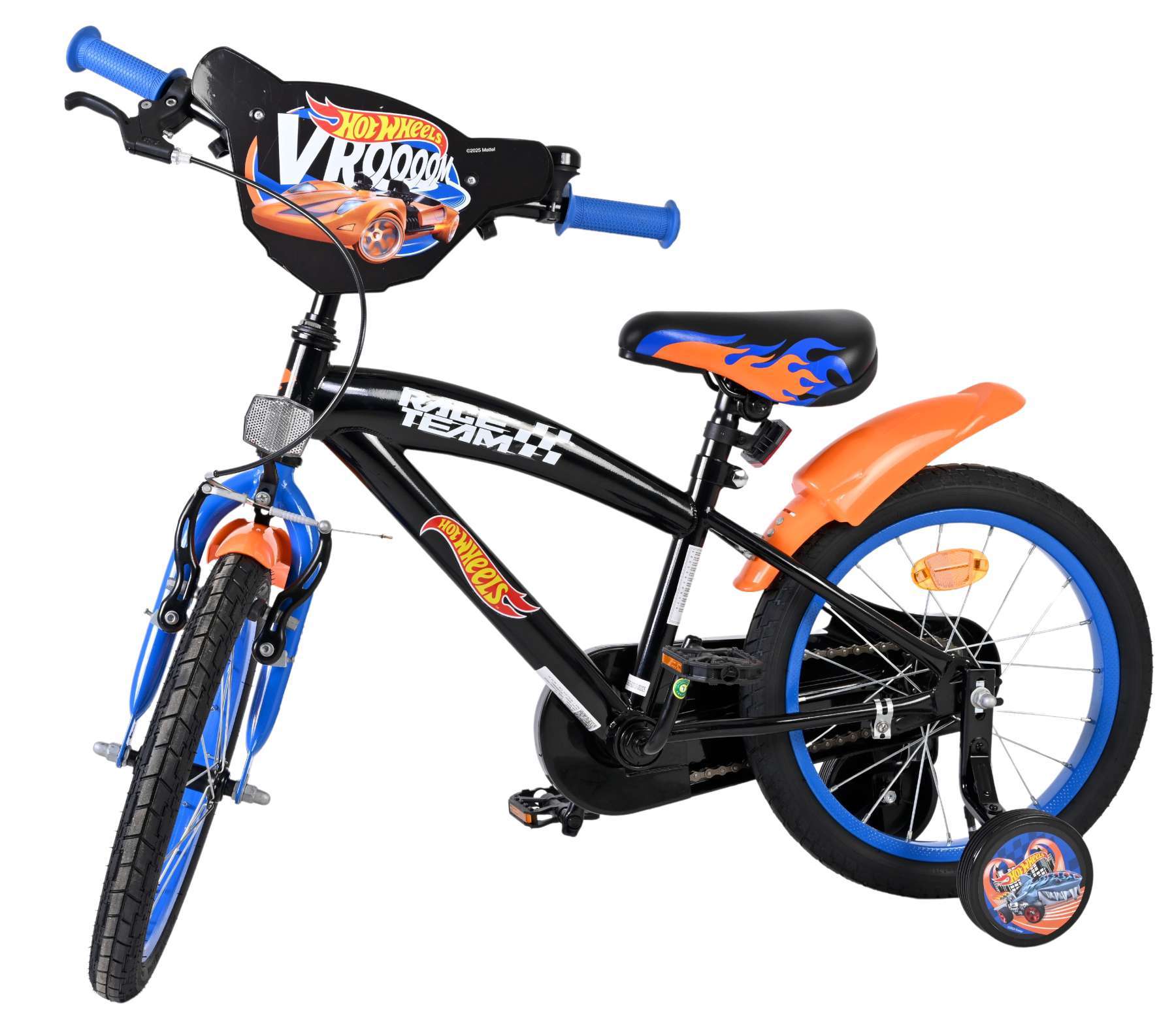 Mattel | Jongens Kinderfiets HotWheels, 16 inch, Zwart Oranje Blauw - Afbeelding 9