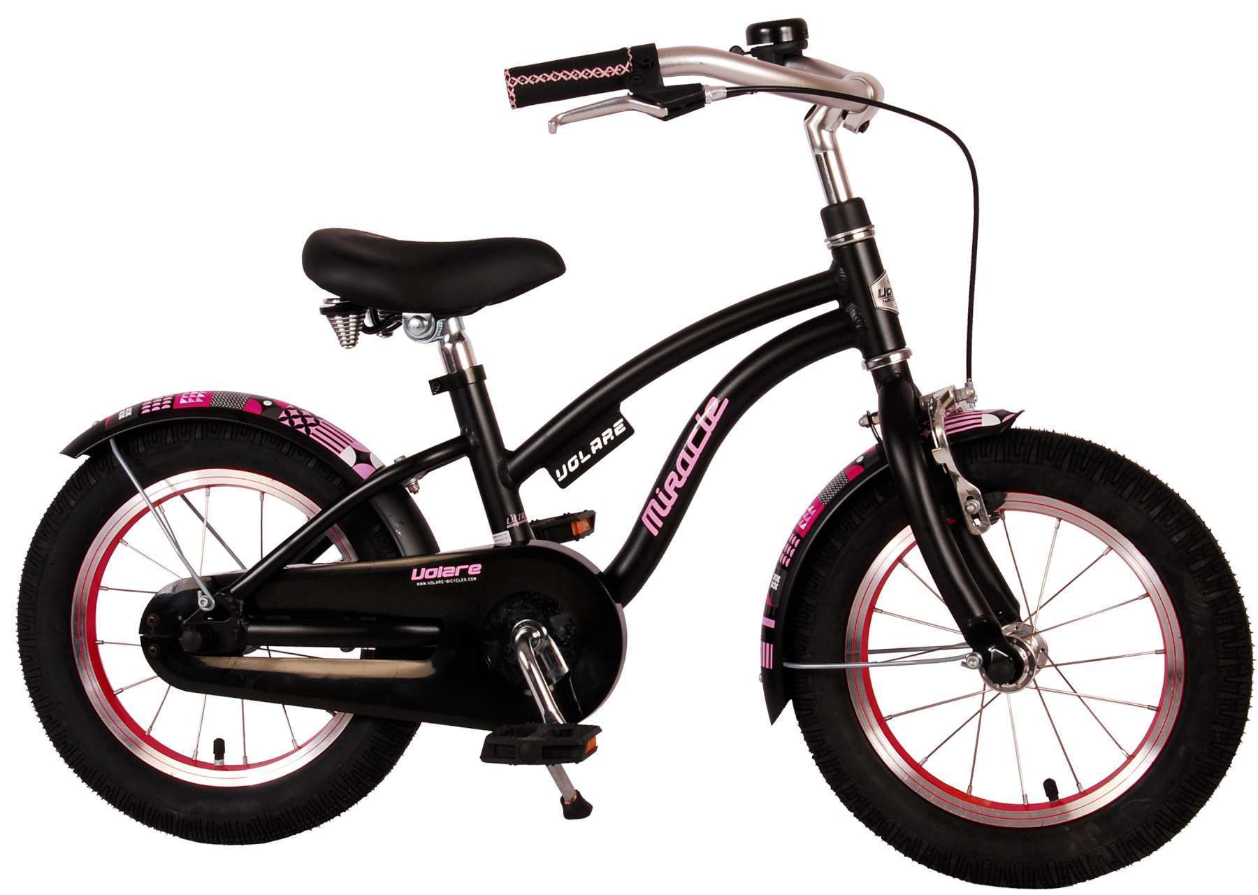 Volare | Meisjes Kinderfiets Miracle, 14 inch, Mat Zwart, Prime Collection - Afbeelding 2