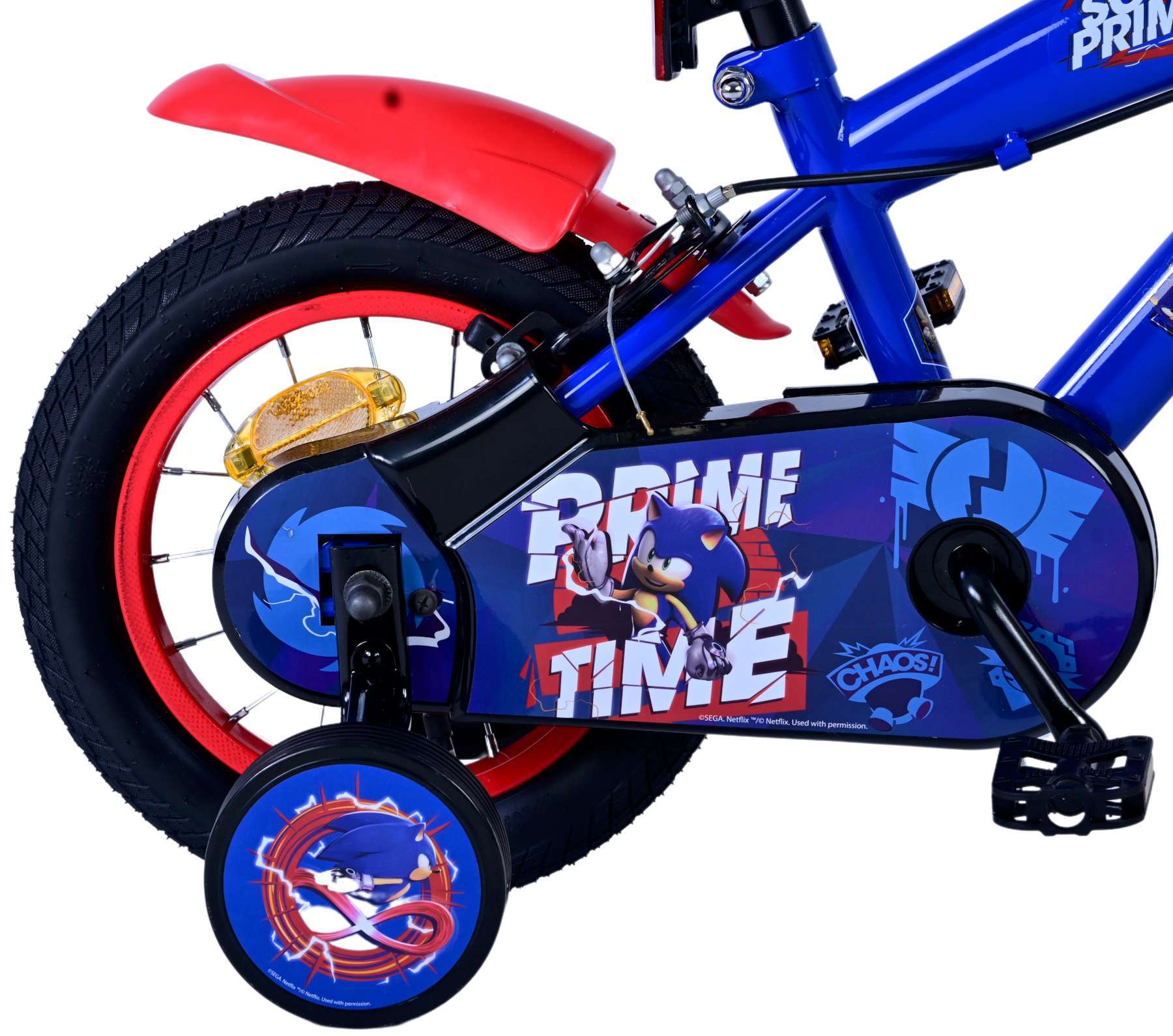 WildBrain | Jongens Kinderfiets Sonic Prime, 12 inch, Blauw Rood, Twee handremmen - Afbeelding 3