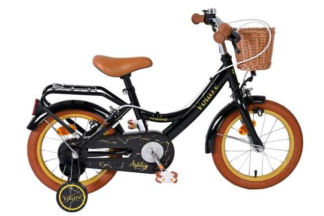 Volare | Meisjes Kinderfiets Ashley, 14 inch, Zwart, Twee Handremmen