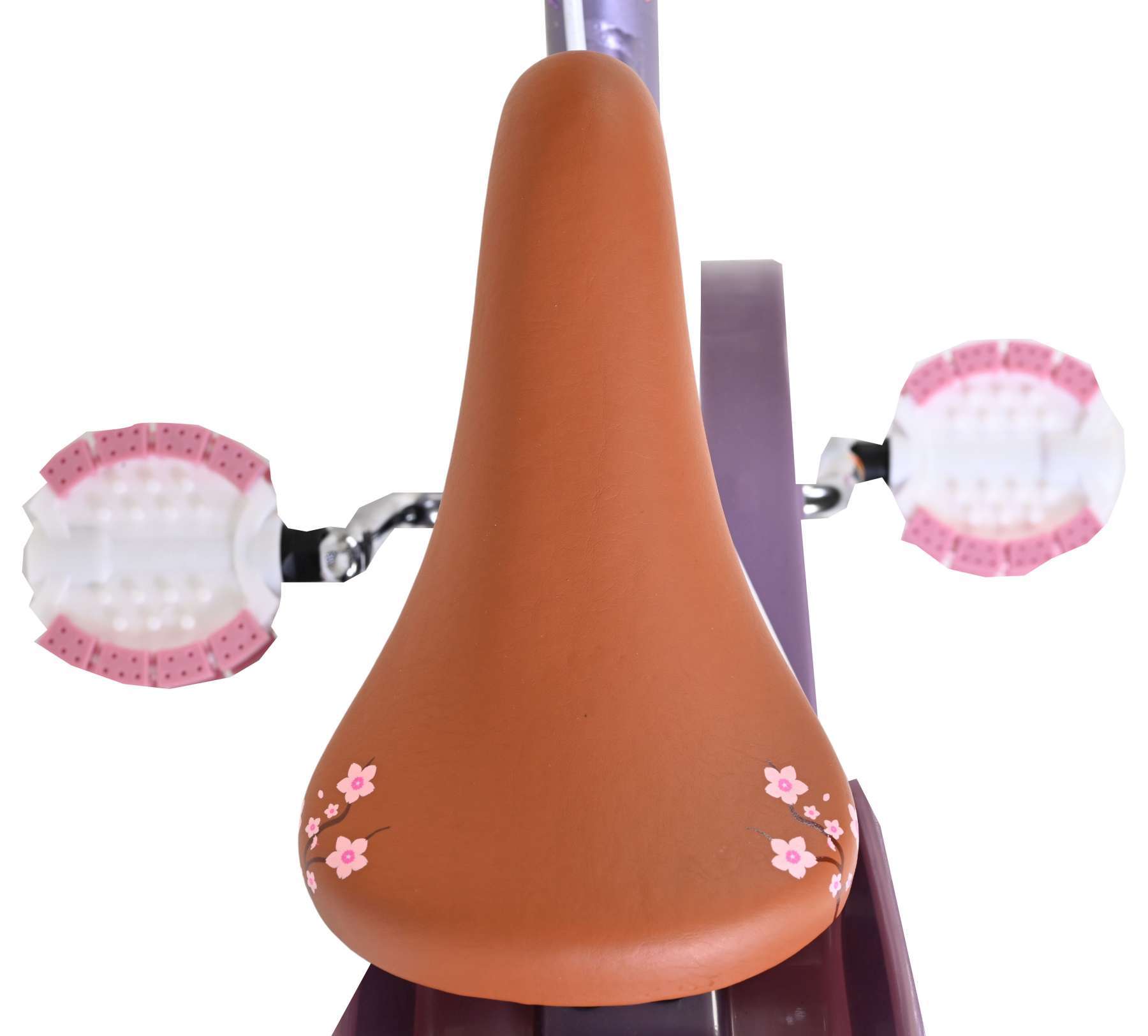 Volare | Meisjes Kinderfiets Blossom, 12 inch, Paars, Twee handremmen - Afbeelding 4