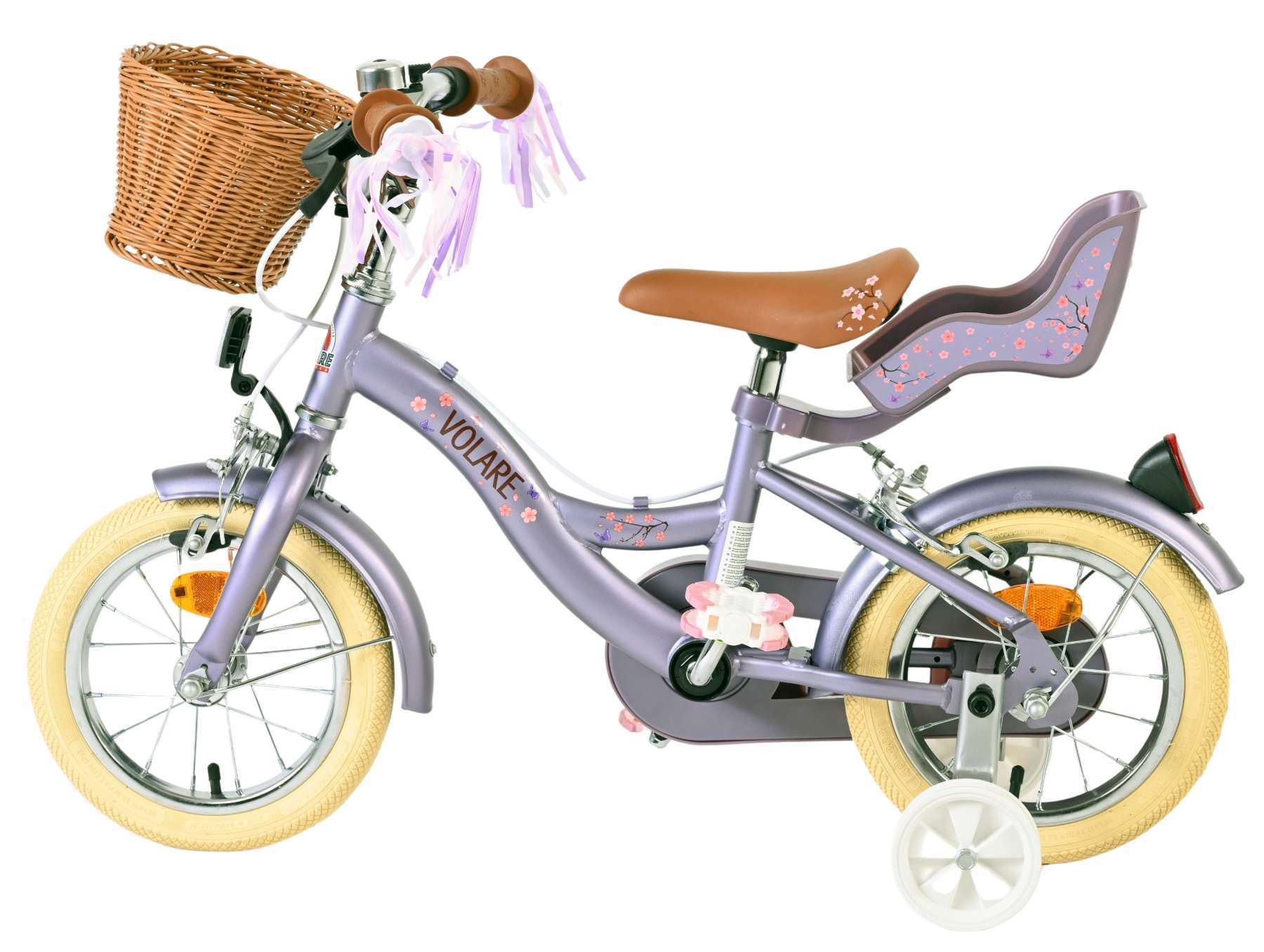 Volare | Meisjes Kinderfiets Blossom, 12 inch, Paars, Twee handremmen - Afbeelding 7