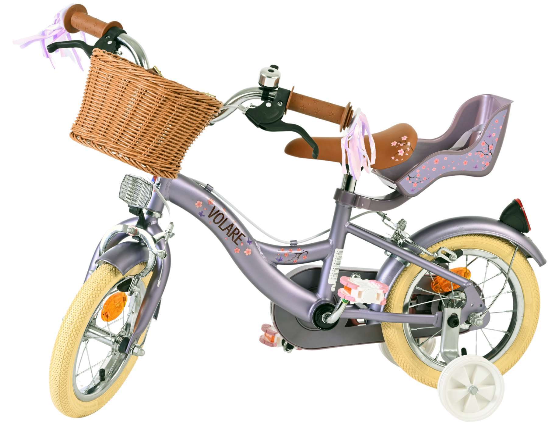 Volare | Meisjes Kinderfiets Blossom, 12 inch, Paars, Twee handremmen - Afbeelding 8