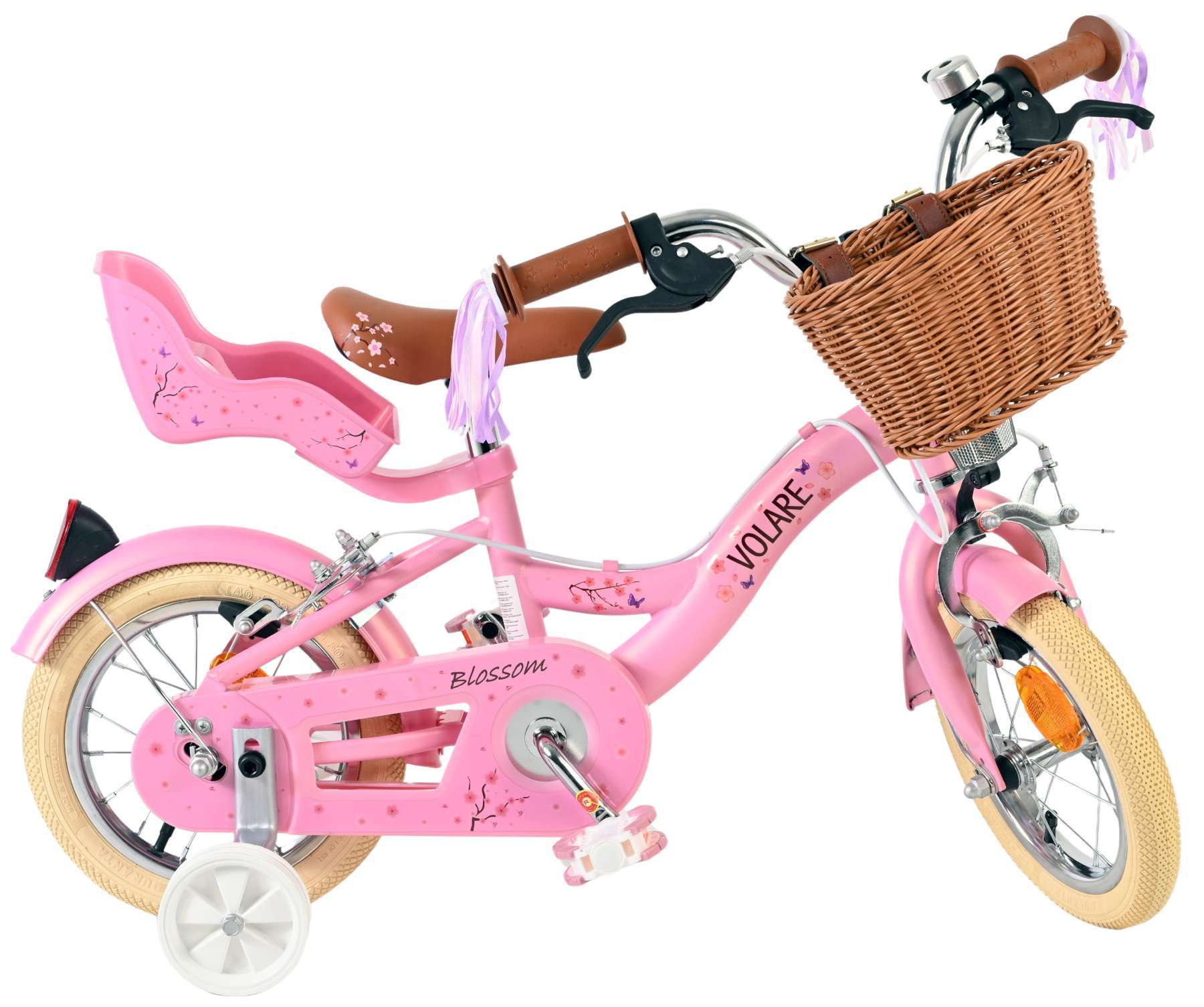 Volare | Meisjes Kinderfiets Blossom, 12 inch, Roze, Twee handremmen - Afbeelding 10