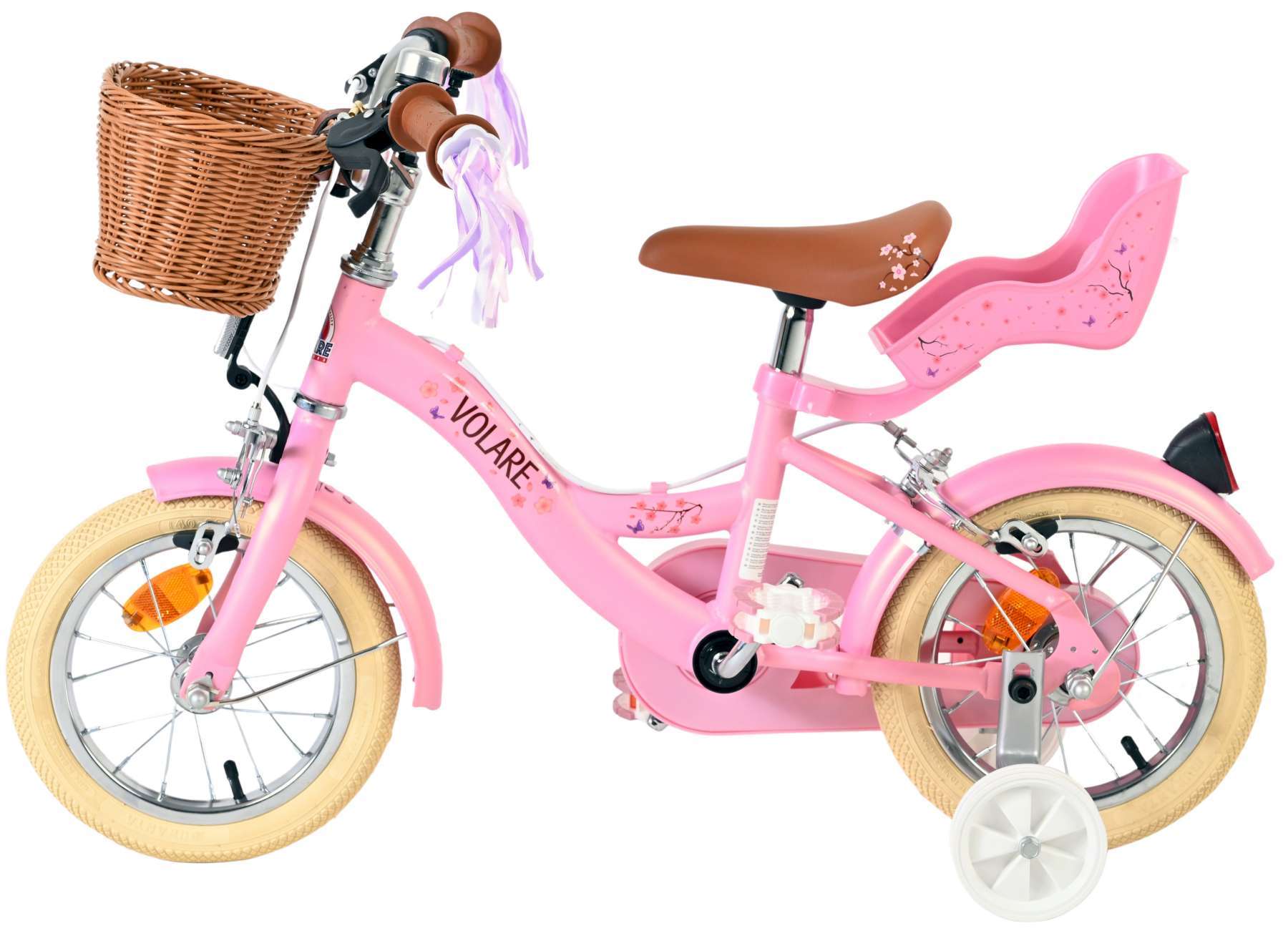 Volare | Meisjes Kinderfiets Blossom, 12 inch, Roze, Twee handremmen - Afbeelding 7