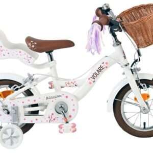Volare | Meisjes Kinderfiets Blossom, 12 inch, Wit, Twee handremmen