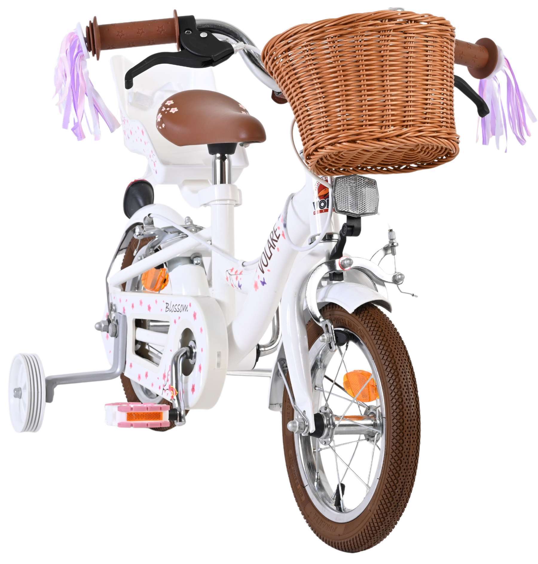 Volare | Meisjes Kinderfiets Blossom, 12 inch, Wit, Twee handremmen - Afbeelding 5