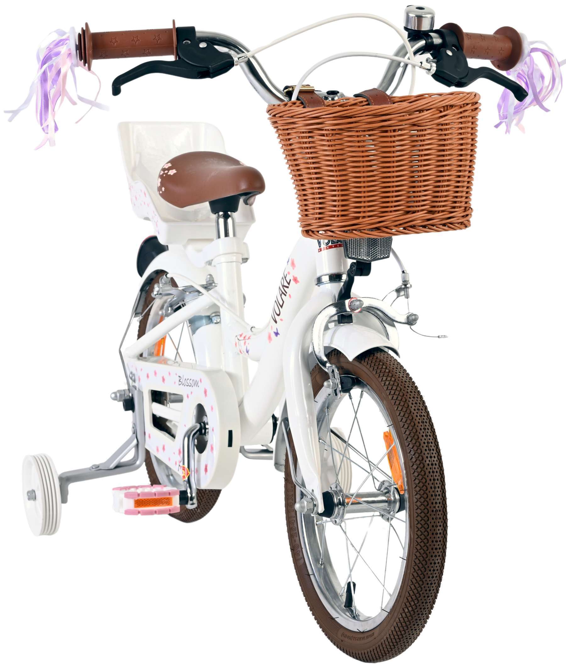 Volare | Meisjes Kinderfiets Blossom, 14 inch, Wit, Twee Handremmen - Afbeelding 5