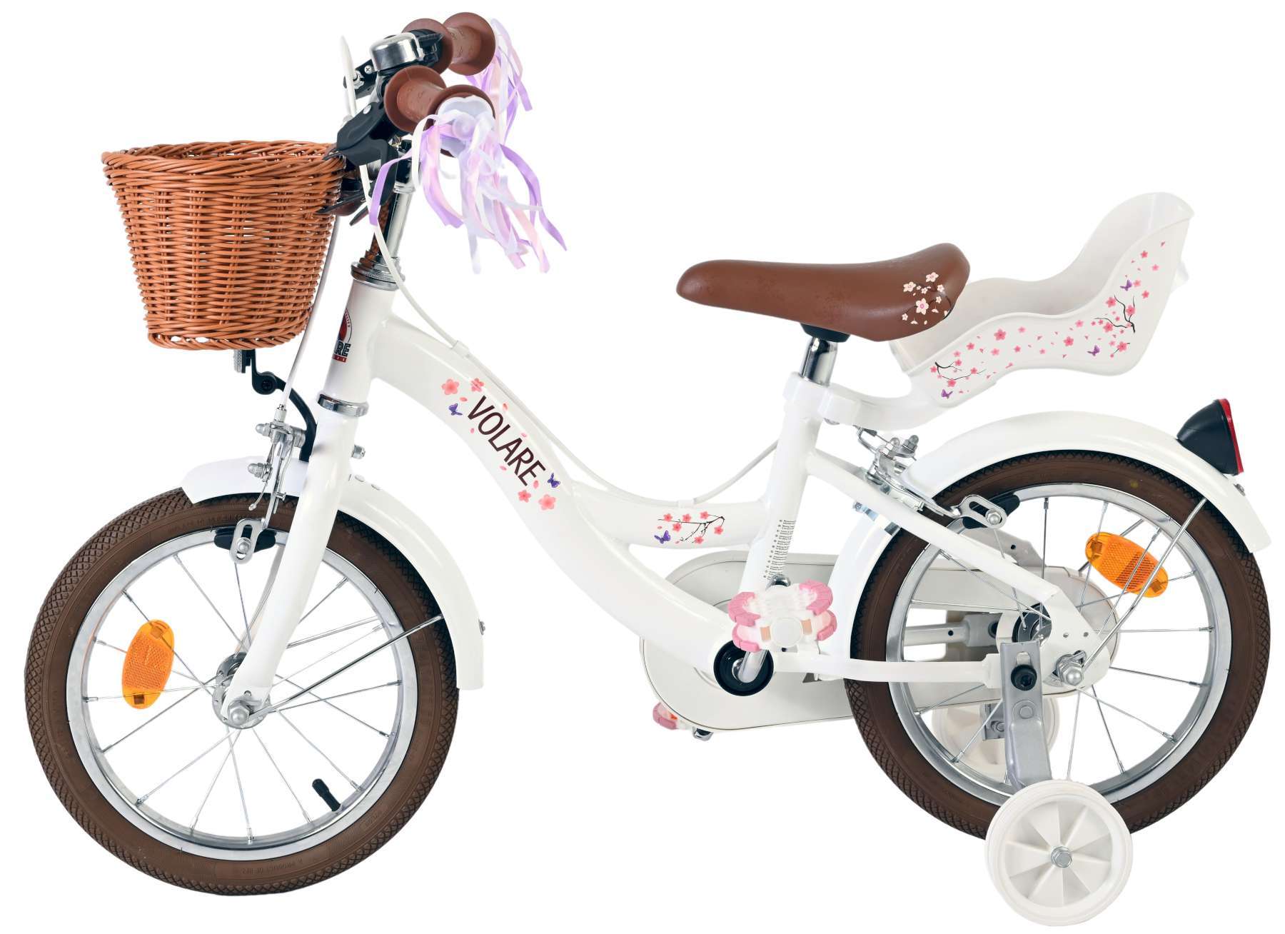 Volare | Meisjes Kinderfiets Blossom, 14 inch, Wit, Twee Handremmen - Afbeelding 7