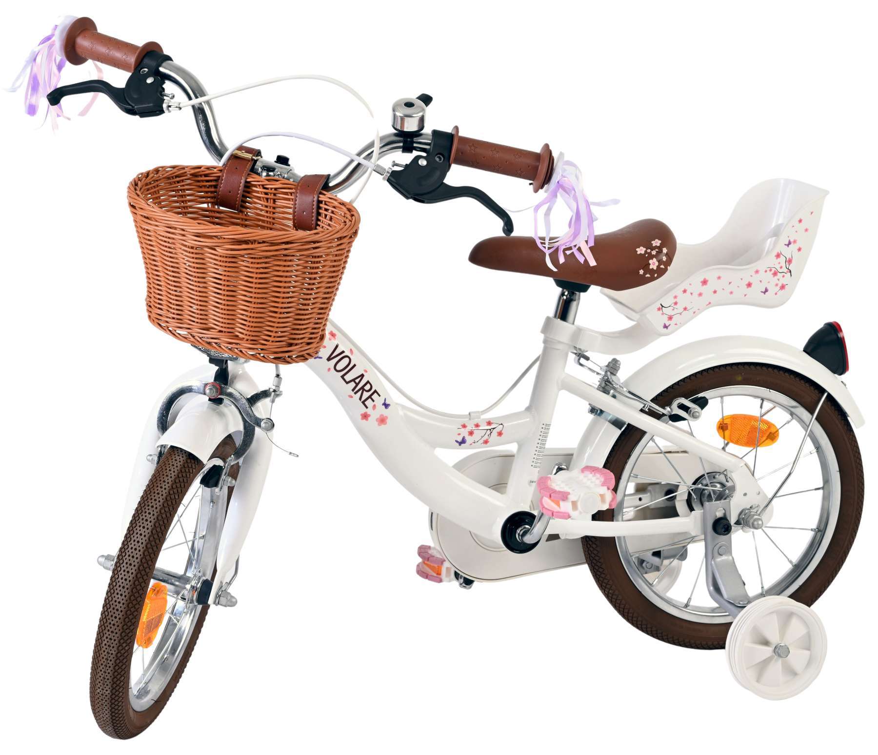 Volare | Meisjes Kinderfiets Blossom, 14 inch, Wit, Twee Handremmen - Afbeelding 8