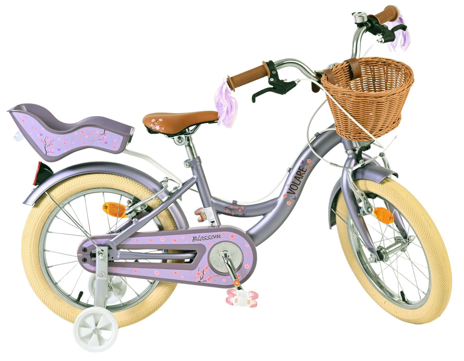 Volare | Meisjes Kinderfiets Blossom, 16 inch, Paars, Twee Handremmen - Afbeelding 10