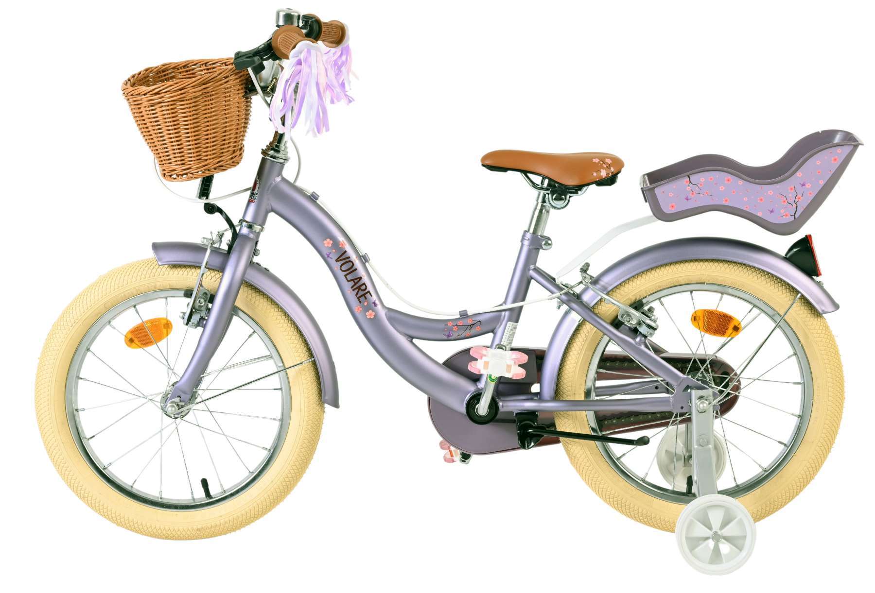 Volare | Meisjes Kinderfiets Blossom, 16 inch, Paars, Twee Handremmen - Afbeelding 7