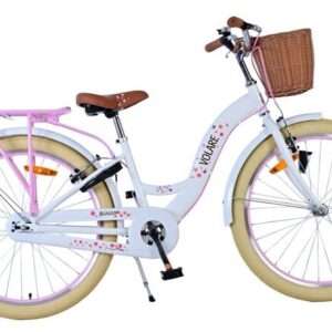 Volare | Meisjes Kinderfiets Blossom, 24 inch, Wit, Twee handremmen