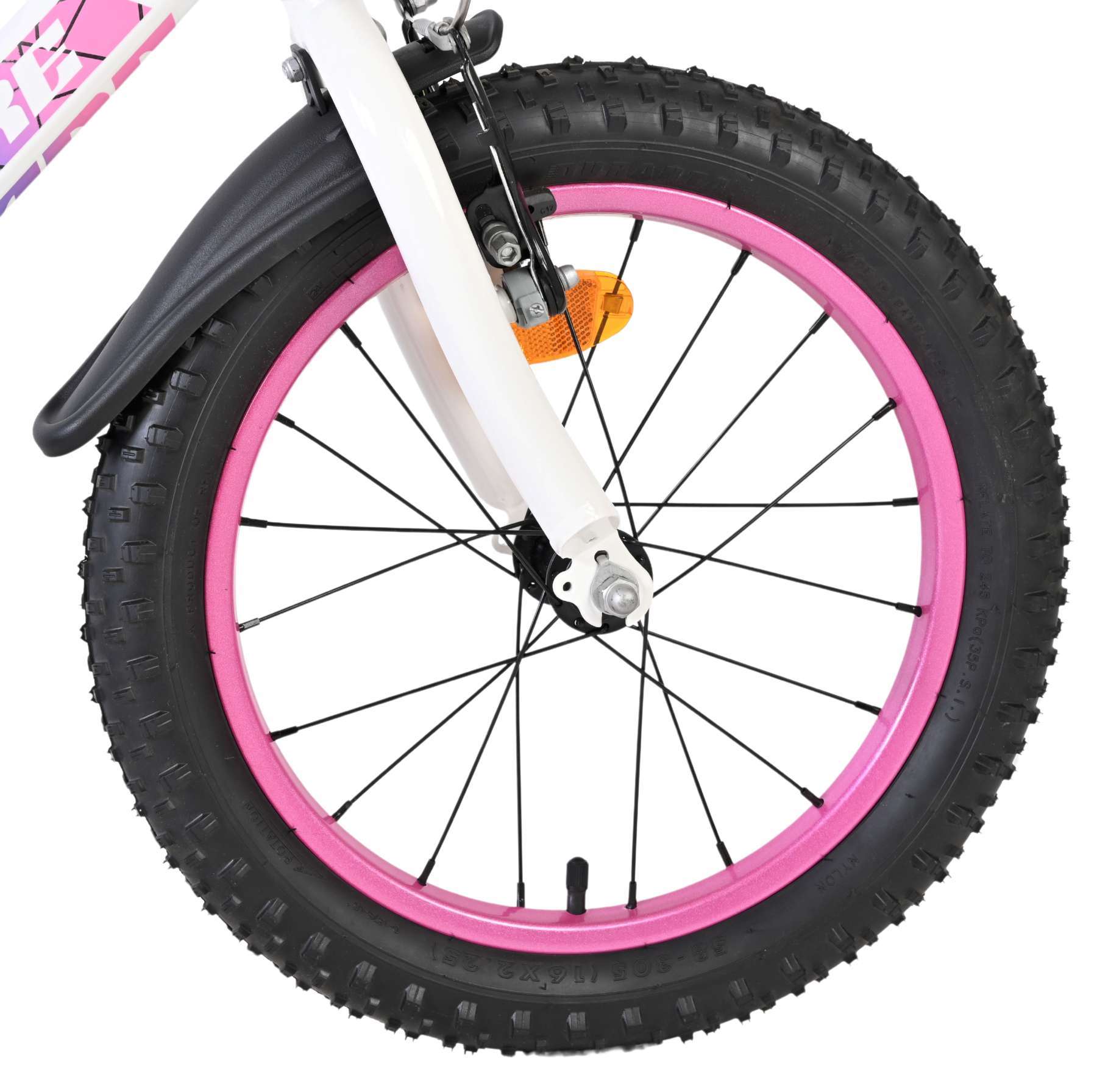 Volare | Meisjes Kinderfiets Lily, 16 inch, Wit Roze Paars, Twee Handremmen - Afbeelding 3