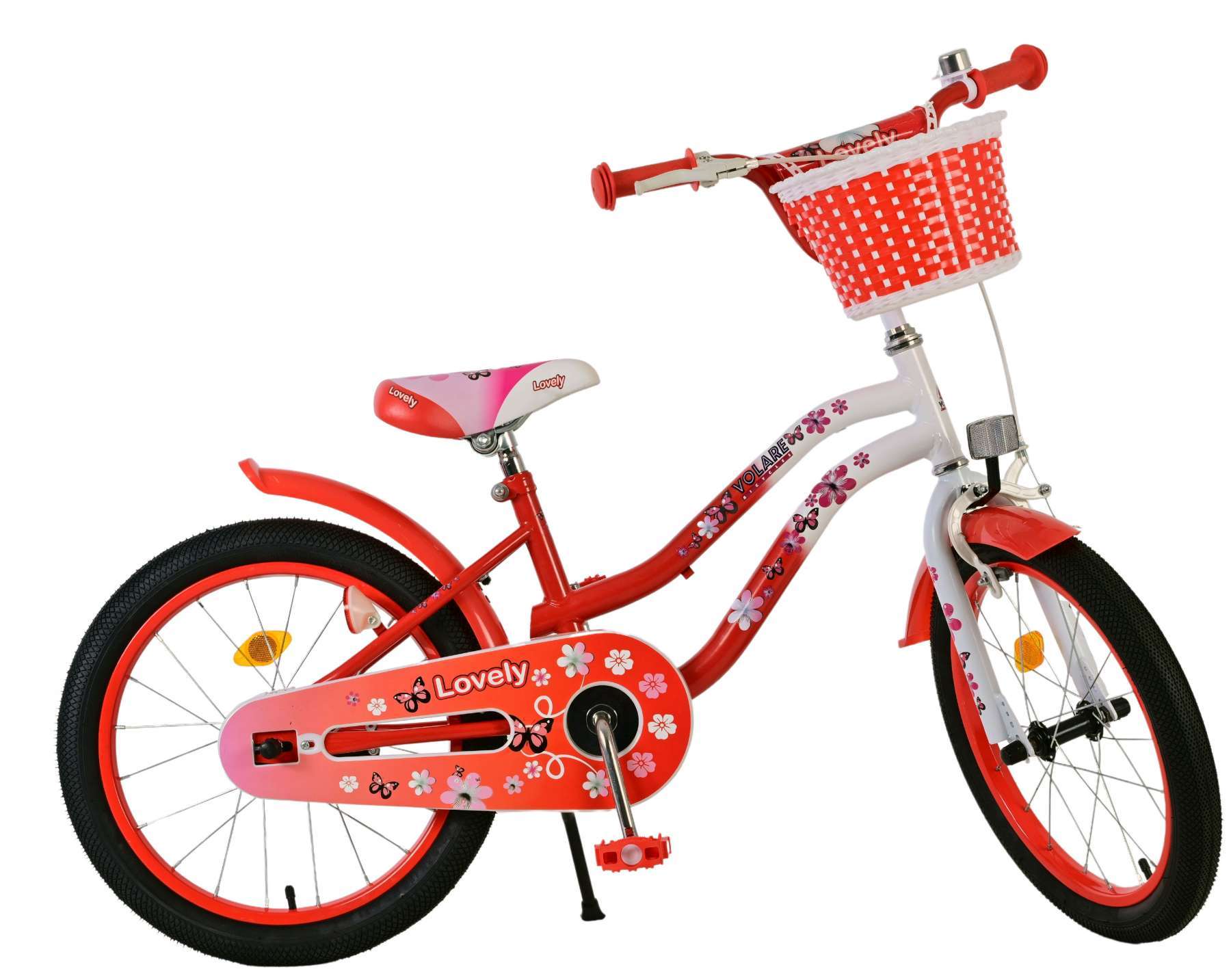 Volare | Meisjes Kinderfiets Lovely, 18 inch, Rood Wit - Afbeelding 10
