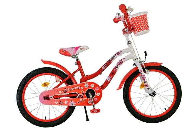 Volare | Meisjes Kinderfiets Lovely, 18 inch, Rood Wit