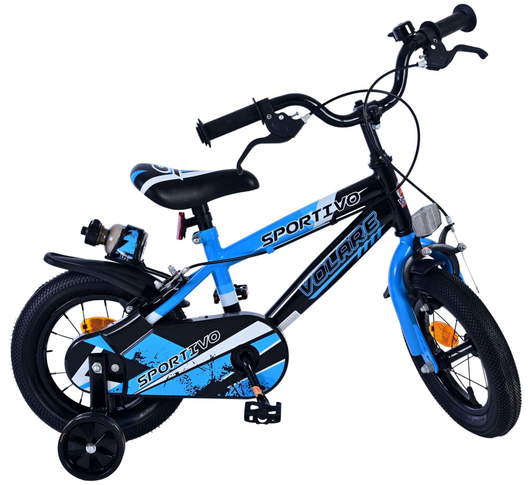 Volare | Jongens Kinderfiets Sportivo, 12 inch, Blauw Zwart, Twee Handremmen - Afbeelding 10