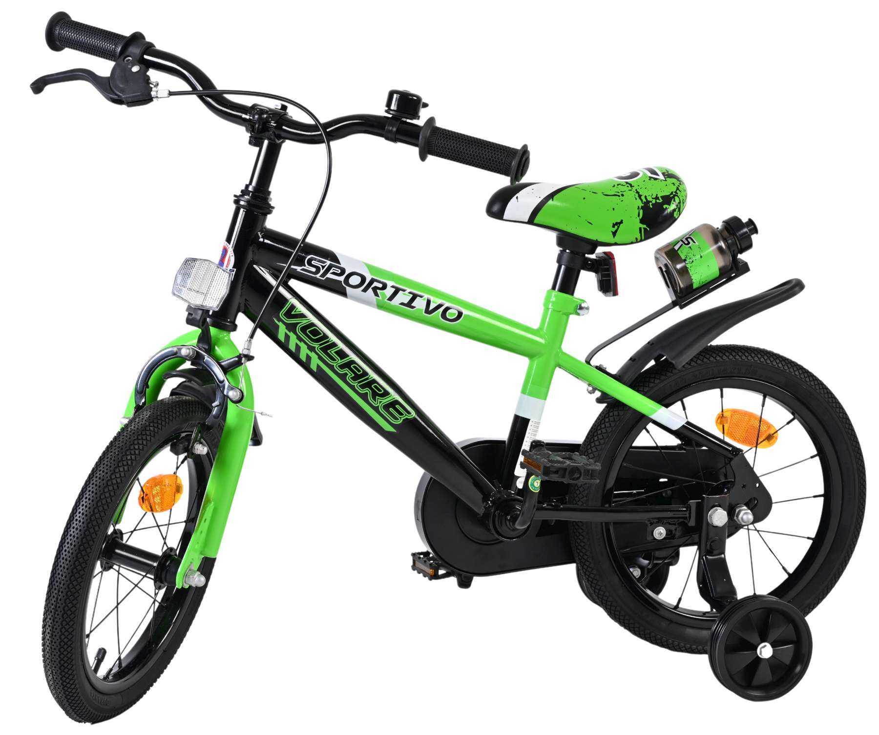 Volare | Jongens Kinderfiets Sportivo, 14 inch, Groen Zwart - Afbeelding 8