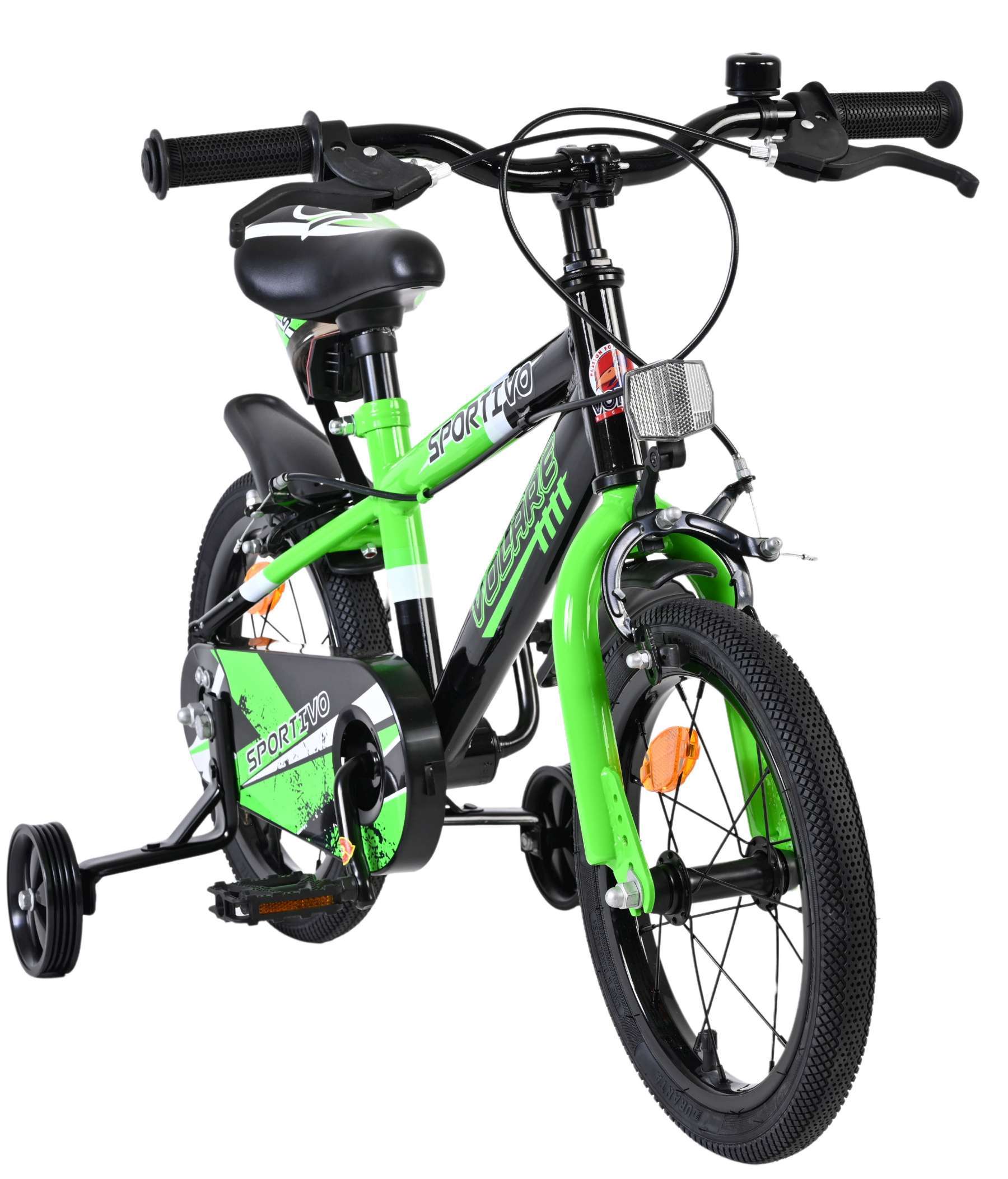 Volare | Jongens Kinderfiets Sportivo, 14 inch, Groen Zwart, Twee Handremmen - Afbeelding 5