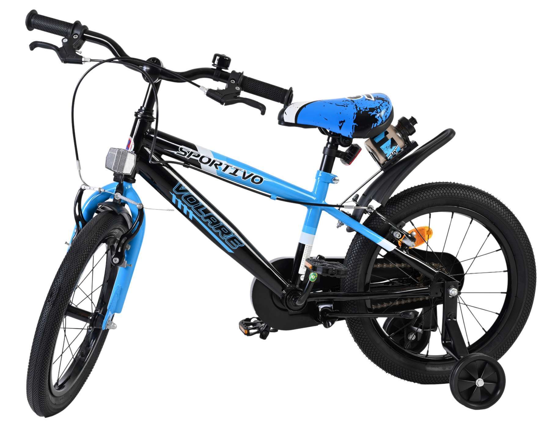 Volare | Jongens Kinderfiets Sportivo, 16 inch, Blauw Zwart, Twee Handremmen - Afbeelding 5