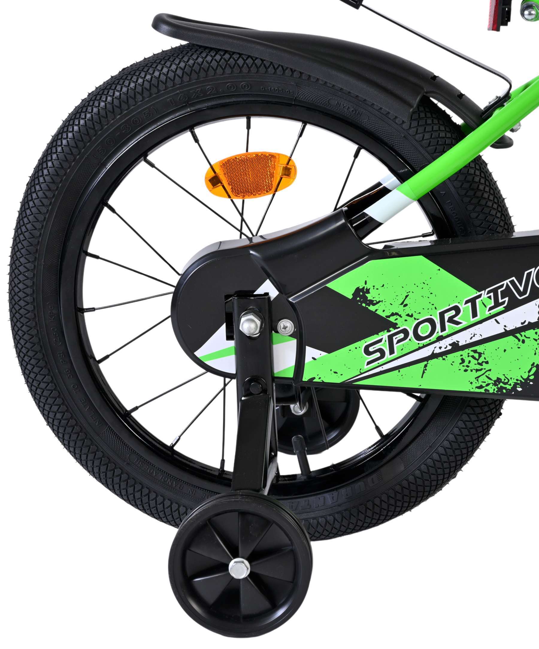 Volare | Jongens Kinderfiets Sportivo, 16 inch, Groen Zwart - Afbeelding 2