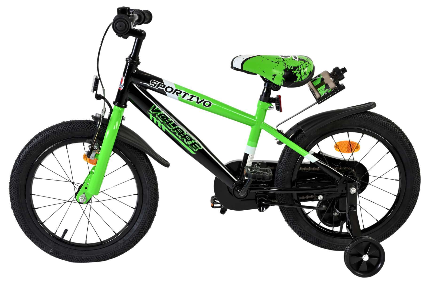 Volare | Jongens Kinderfiets Sportivo, 16 inch, Groen Zwart - Afbeelding 7