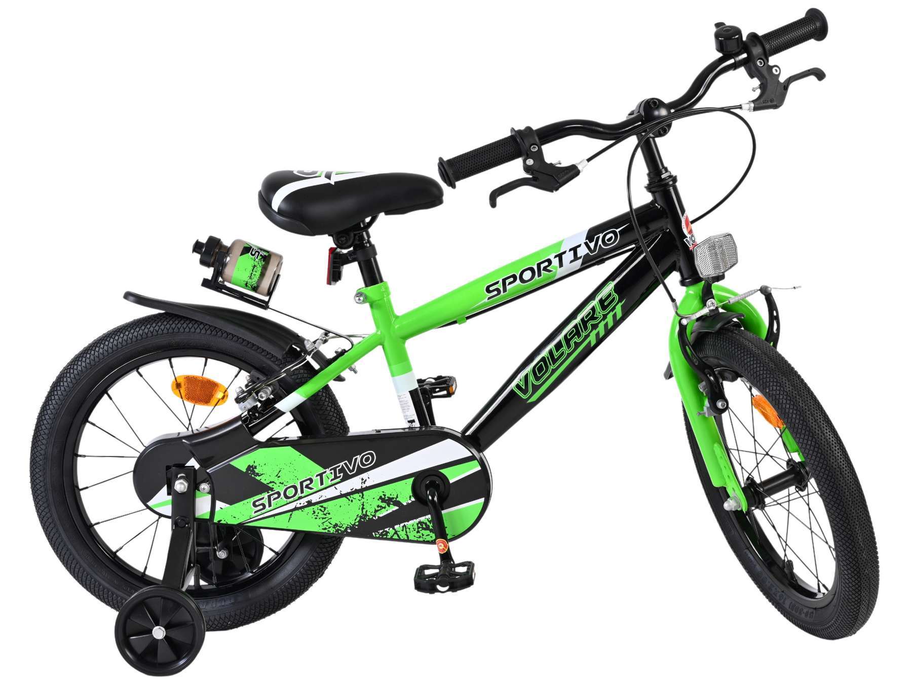Volare | Jongens Kinderfiets Sportivo, 16 inch, Groen Zwart, Twee Handremmen - Afbeelding 10