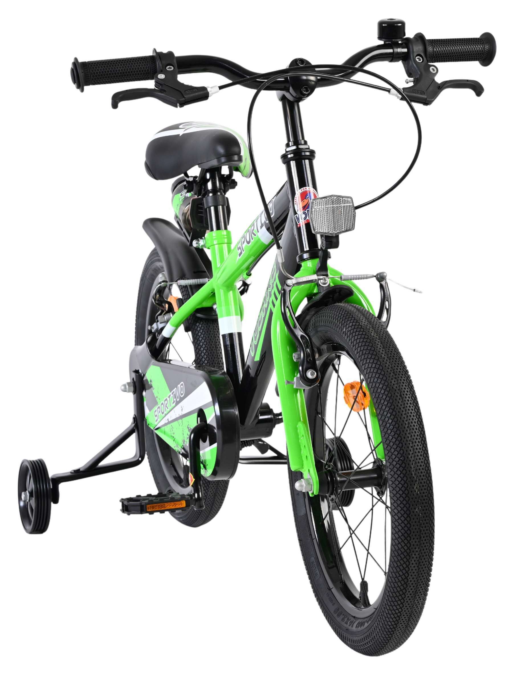 Volare | Jongens Kinderfiets Sportivo, 16 inch, Groen Zwart, Twee Handremmen - Afbeelding 5