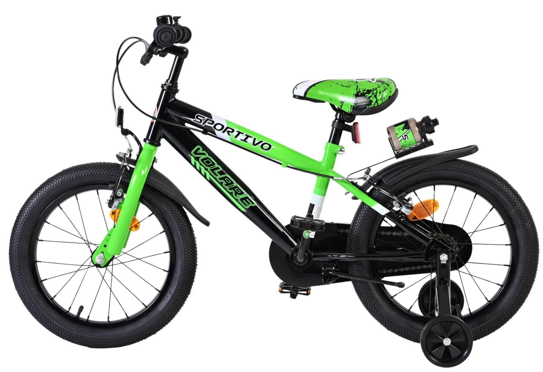 Volare | Jongens Kinderfiets Sportivo, 16 inch, Groen Zwart, Twee Handremmen - Afbeelding 7