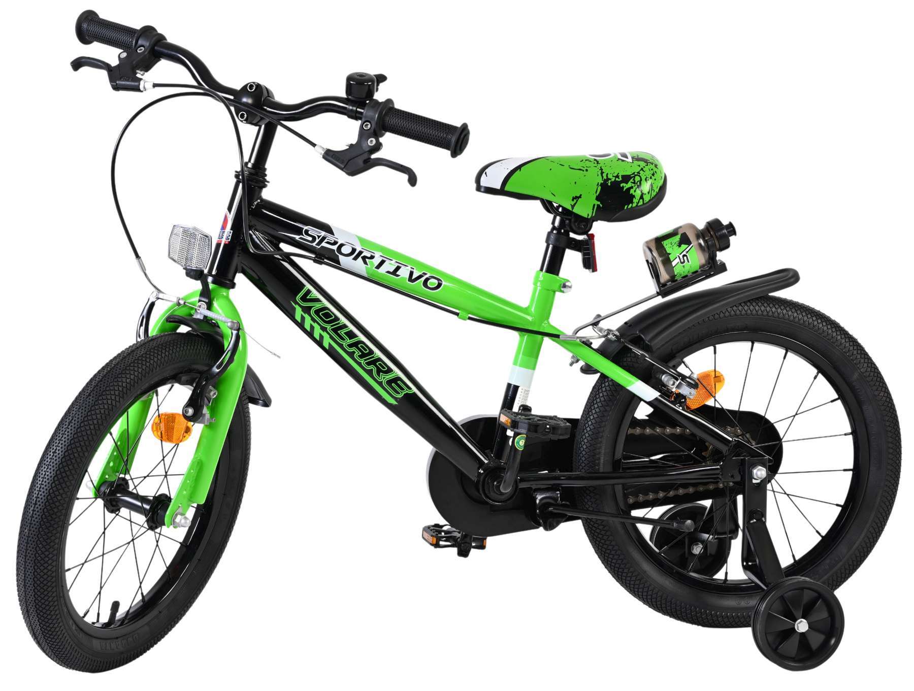 Volare | Jongens Kinderfiets Sportivo, 16 inch, Groen Zwart, Twee Handremmen - Afbeelding 8