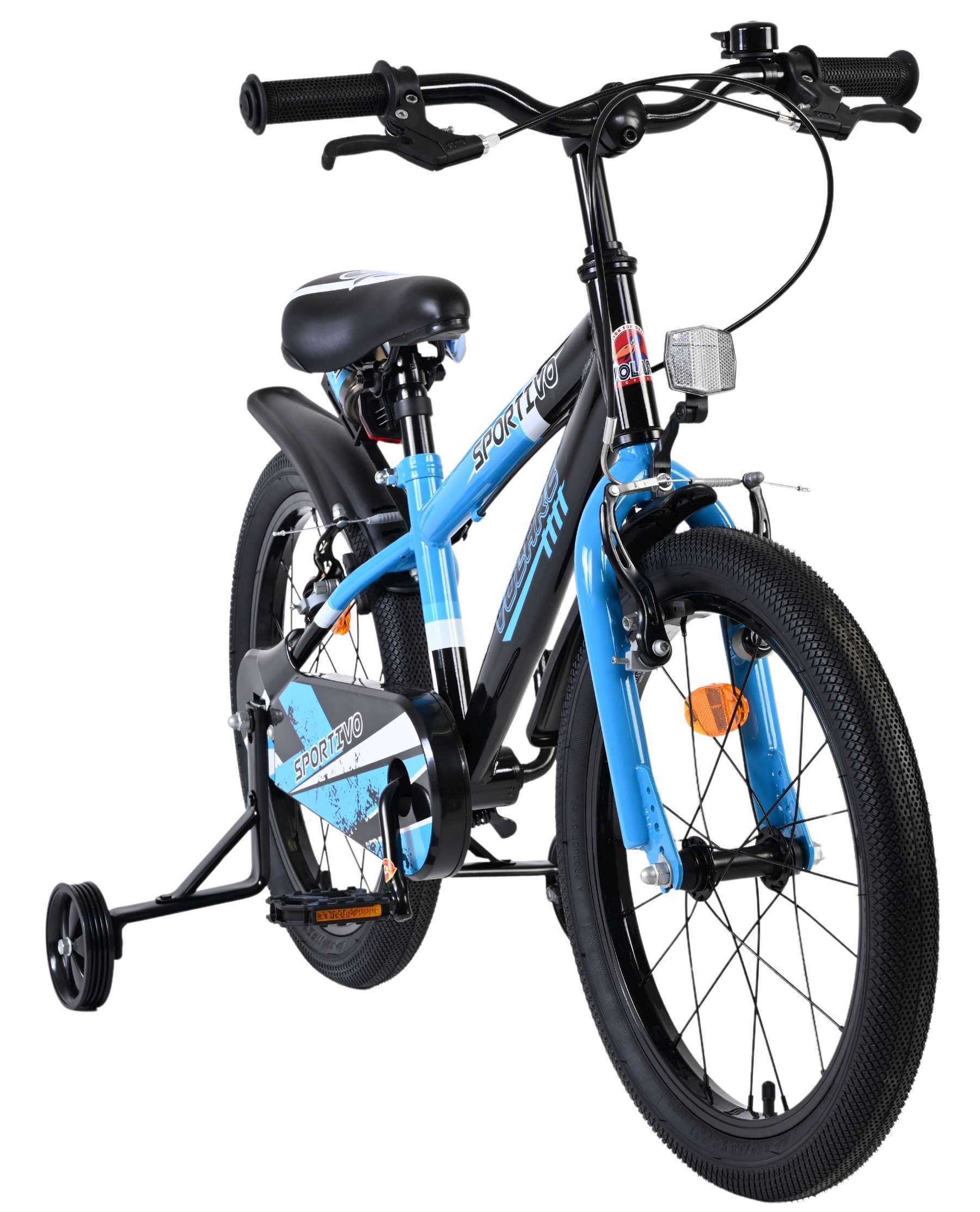Volare | Jongens Kinderfiets Sportivo, 18 inch, Blauw Zwart, Twee Handremmen - Afbeelding 5