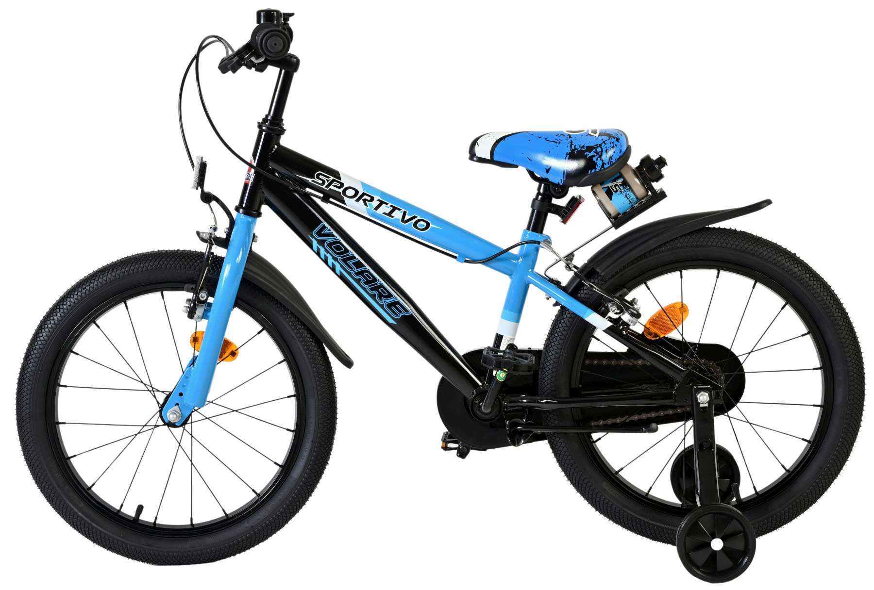 Volare | Jongens Kinderfiets Sportivo, 18 inch, Blauw Zwart, Twee Handremmen - Afbeelding 7