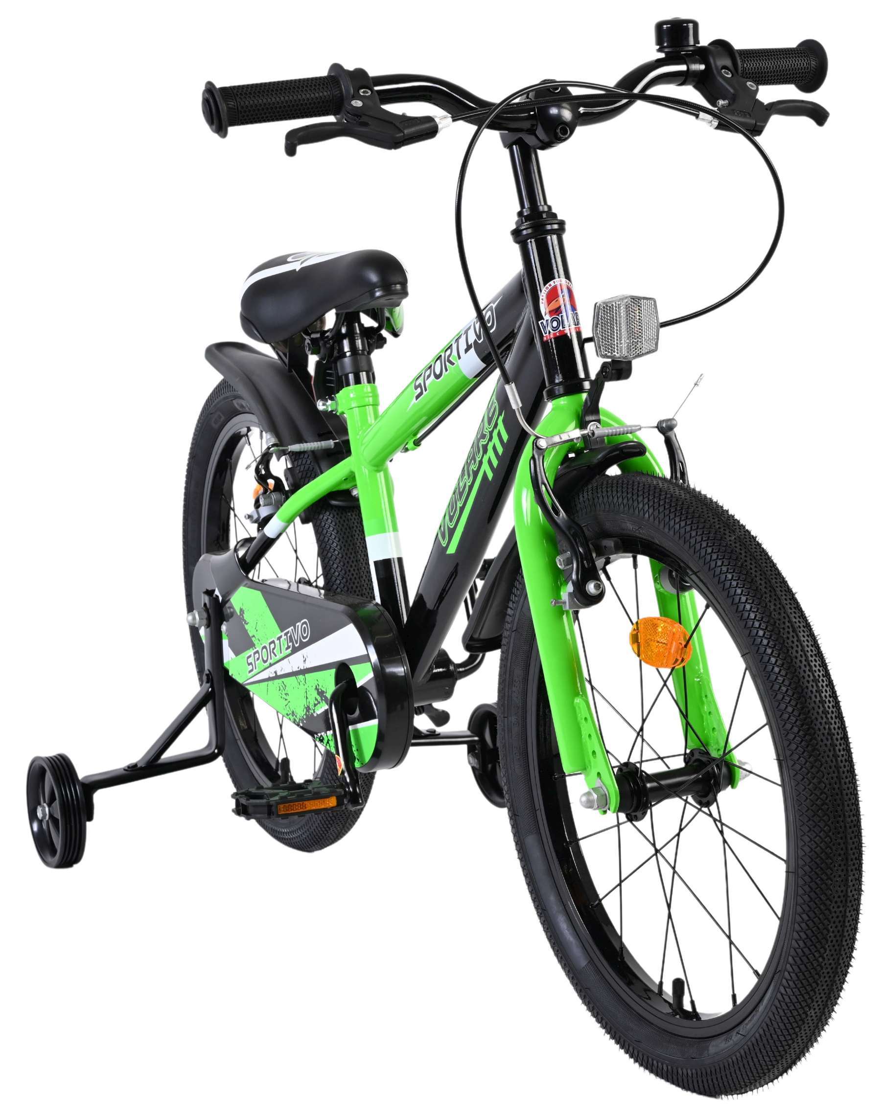 Volare | Jongens Kinderfiets Sportivo, 18 inch, Groen Zwart, Twee Handremmen - Afbeelding 5
