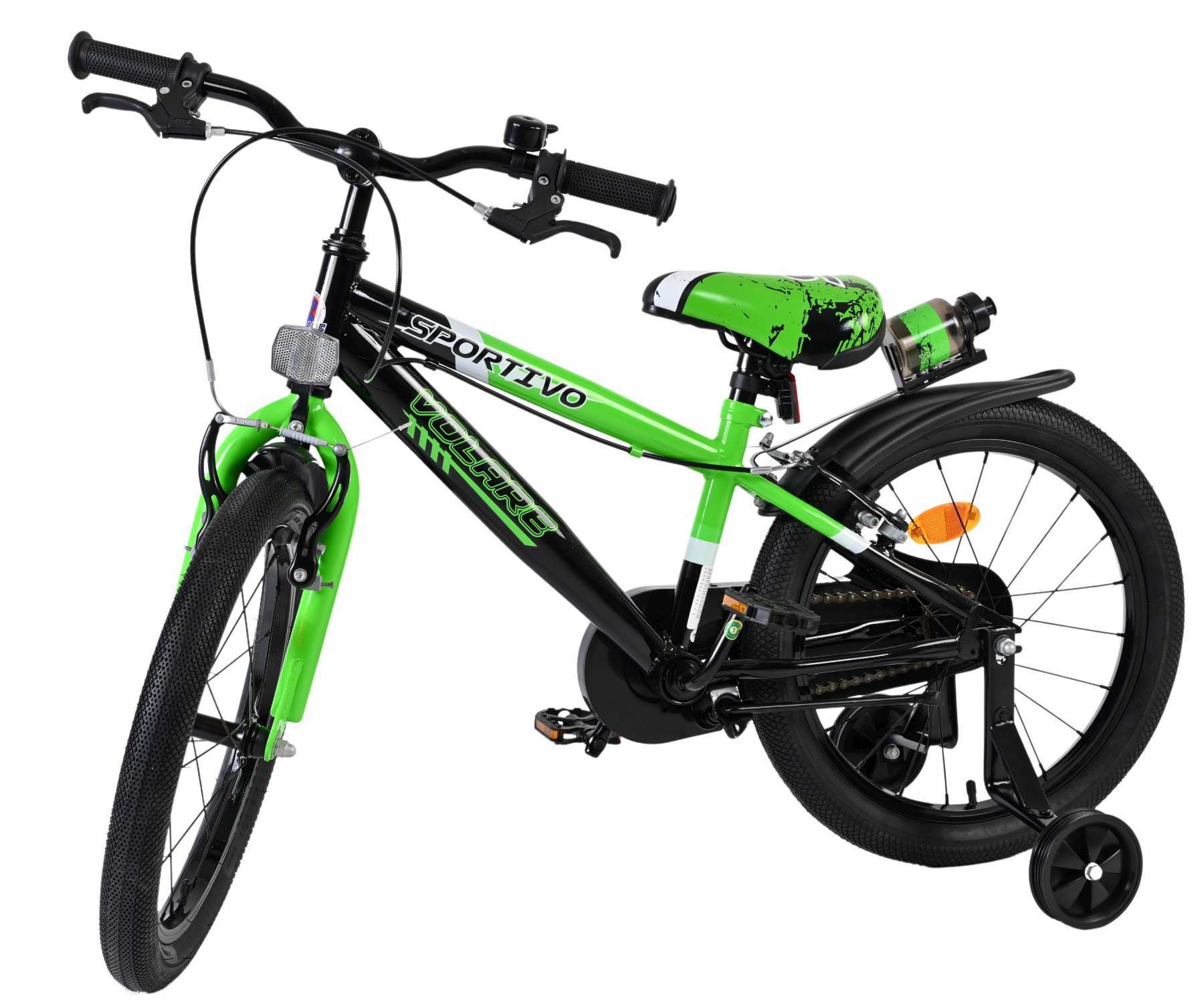Volare | Jongens Kinderfiets Sportivo, 18 inch, Groen Zwart, Twee Handremmen - Afbeelding 8