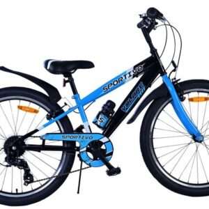 Volare | Jongens Kinderfiets Sportivo, 24 inch, 7 Speed, Zwart Blauw