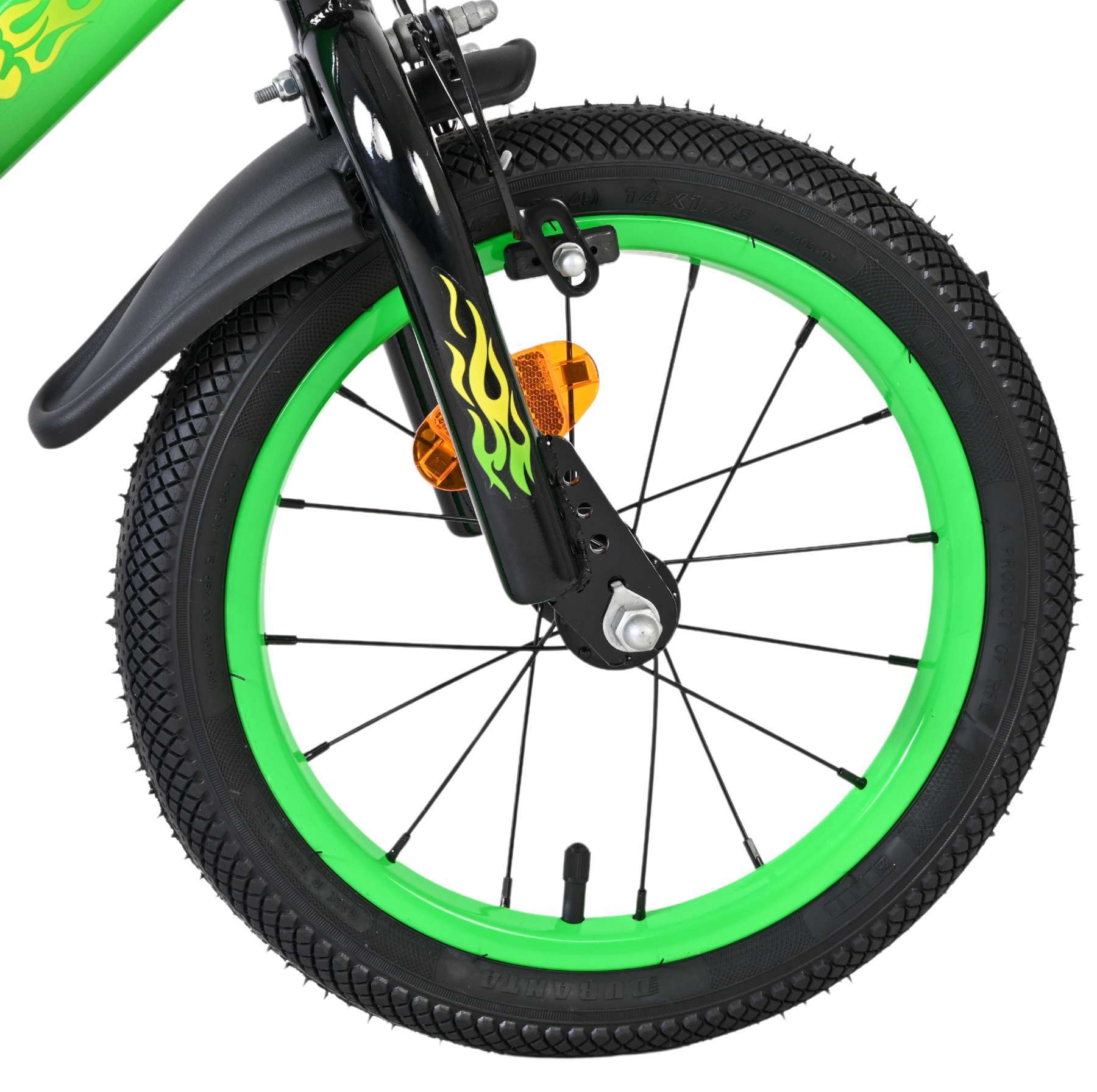Volare | Jongens Kinderfiets Strike, 14 inch, Zwart Groen, Twee handremmen - Afbeelding 3