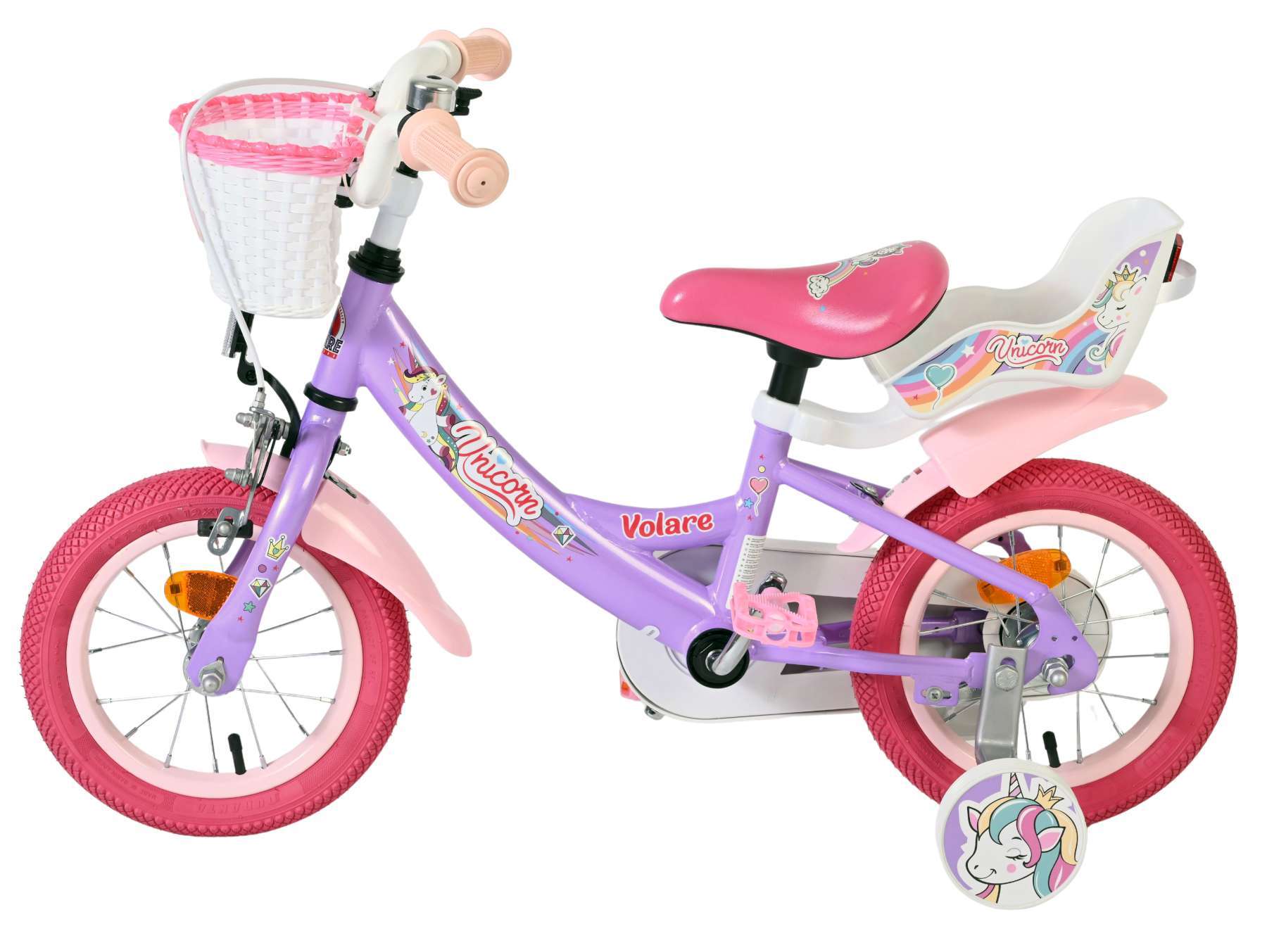 Volare | Meisjes Kinderfiets Unicorn, 12 inch, Paars - Afbeelding 7