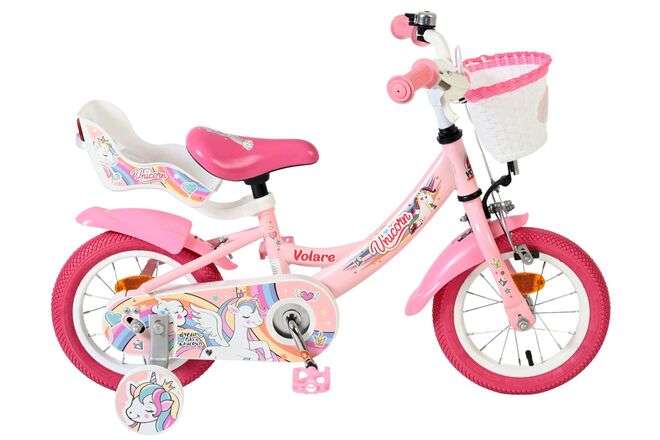 Volare | Meisjes Kinderfiets Unicorn, 12 inch, Roze