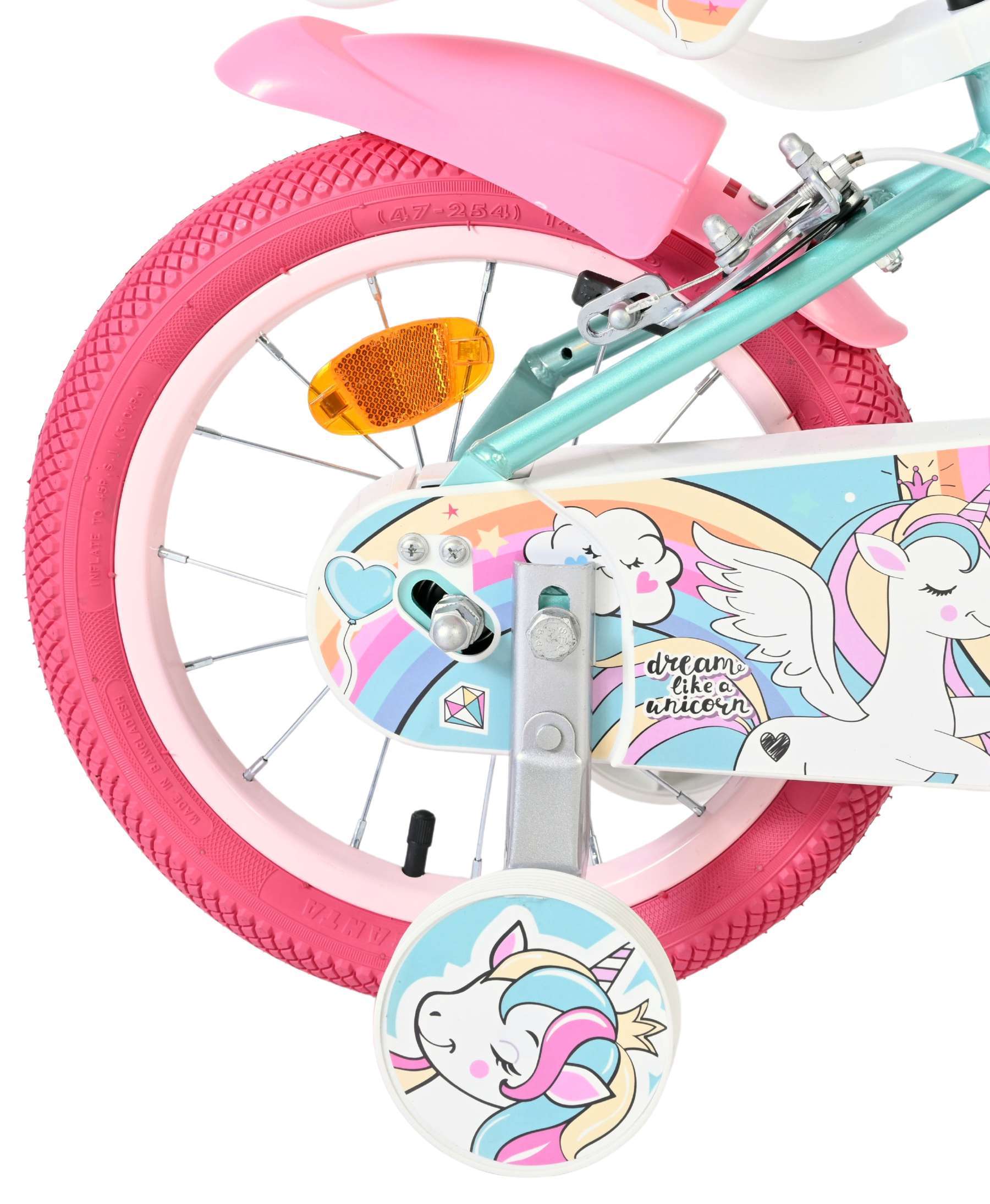 Volare | Meisjes Kinderfiets Unicorn, 14 inch, Groen, Twee Handremmen - Afbeelding 2