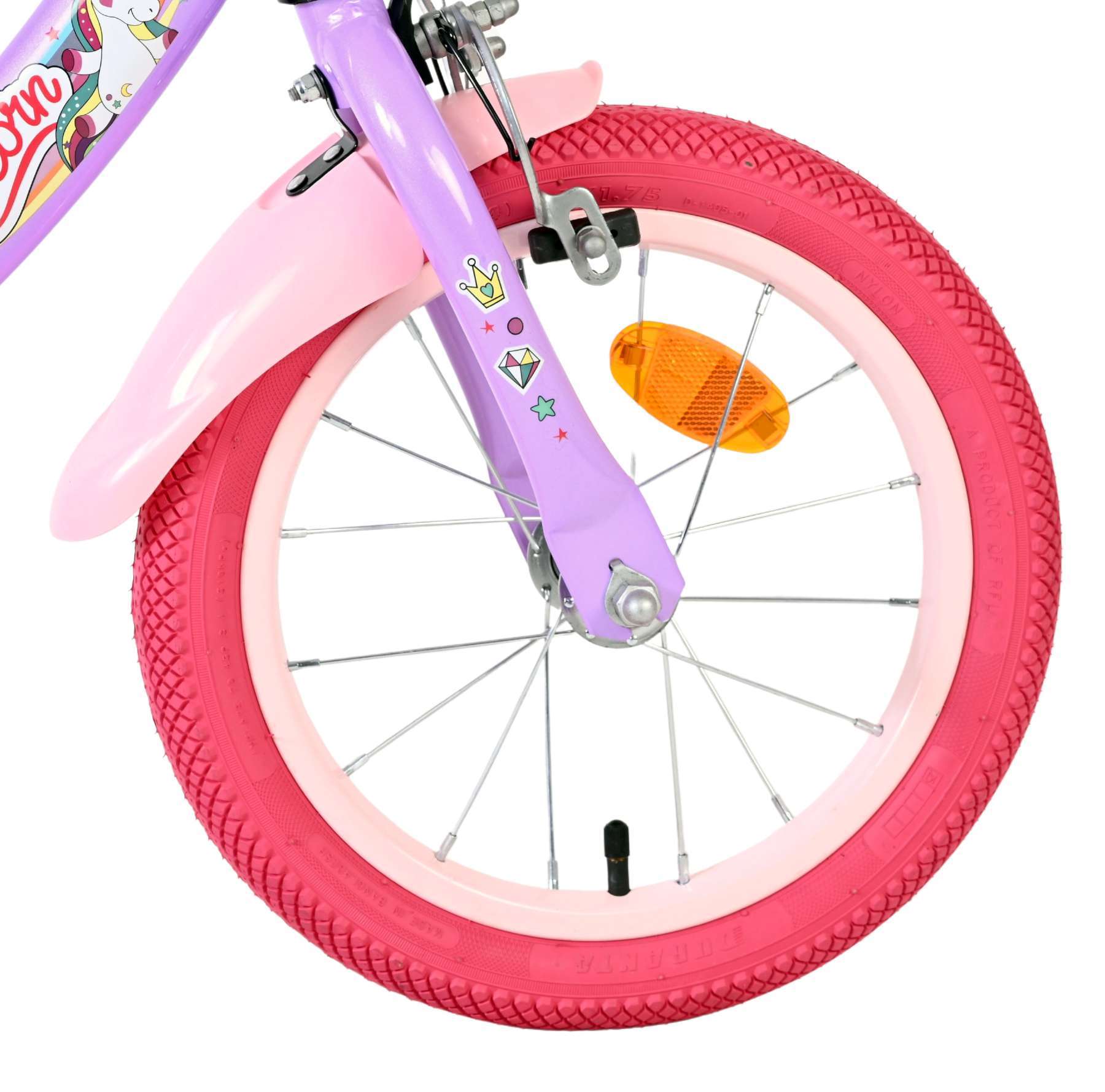 Volare | Meisjes Kinderfiets Unicorn, 14 inch, Paars - Afbeelding 3
