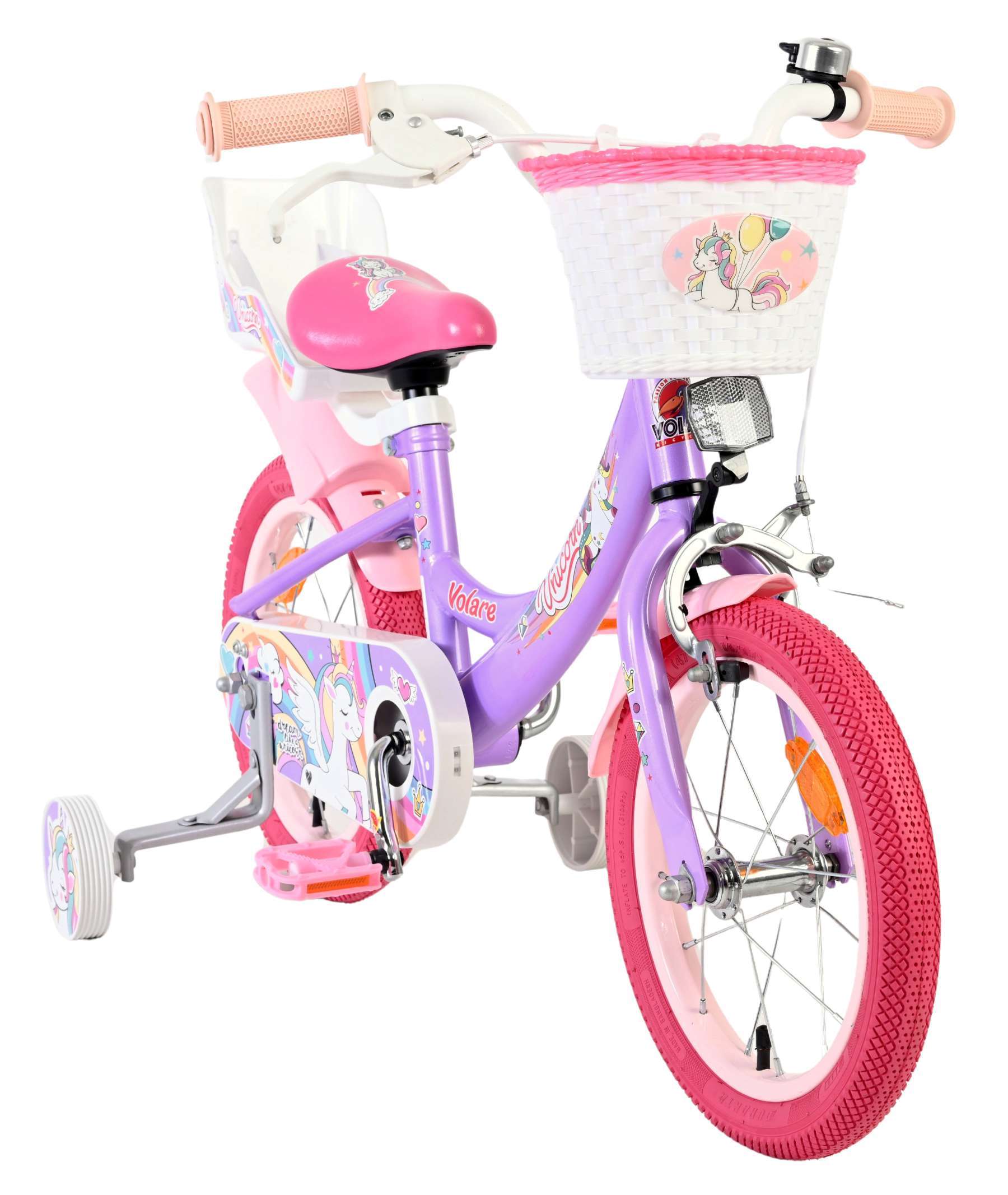 Volare | Meisjes Kinderfiets Unicorn, 14 inch, Paars - Afbeelding 5